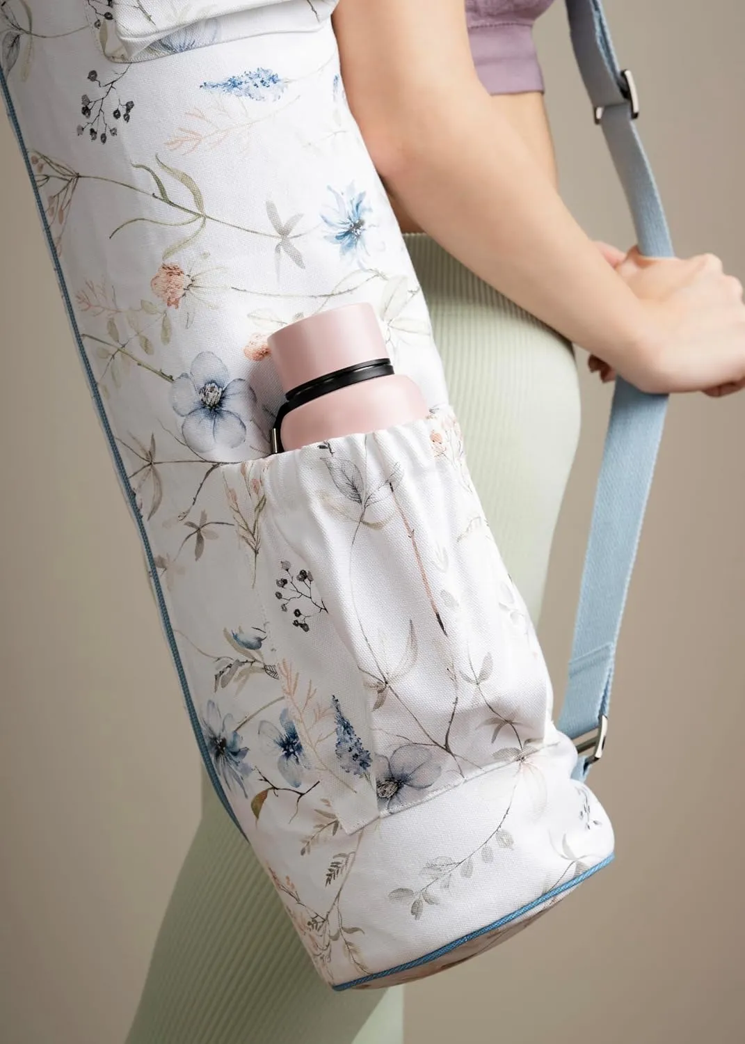 Maison d'Hermine Yoga Mat bag, Cylindrical bag for Woman&Men, yoga mat Bag &Adjustable shoulder straps Yoga Mat Carrier Bag with Drawstring Water Bottle Pocket and zipper pocket