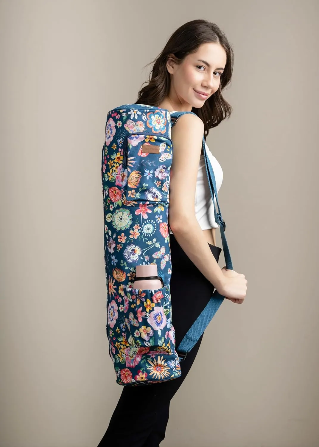 Maison d'Hermine Yoga Mat bag, Cylindrical bag for Woman&Men, yoga mat Bag &Adjustable shoulder straps Yoga Mat Carrier Bag with Drawstring Water Bottle Pocket and zipper pocket