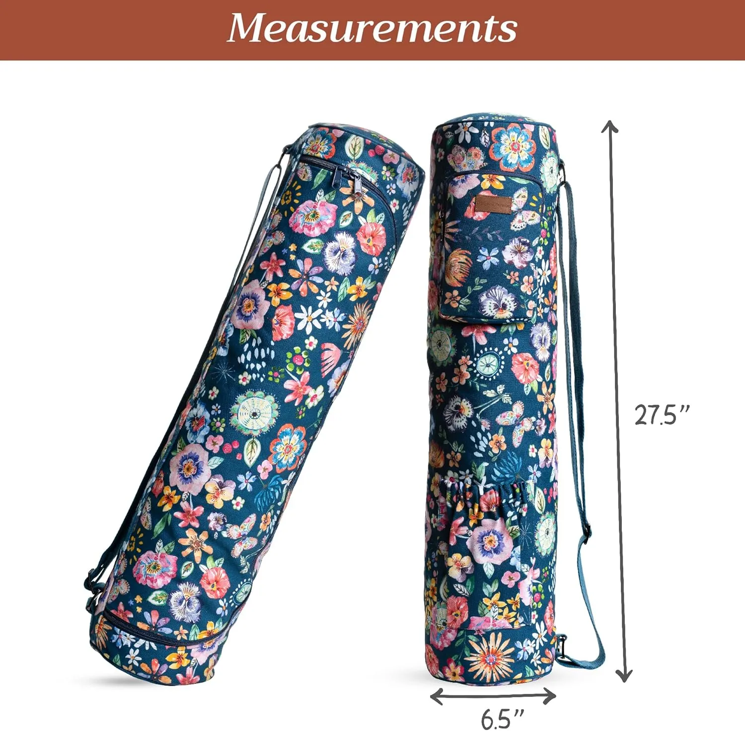 Maison d'Hermine Yoga Mat bag, Cylindrical bag for Woman&Men, yoga mat Bag &Adjustable shoulder straps Yoga Mat Carrier Bag with Drawstring Water Bottle Pocket and zipper pocket