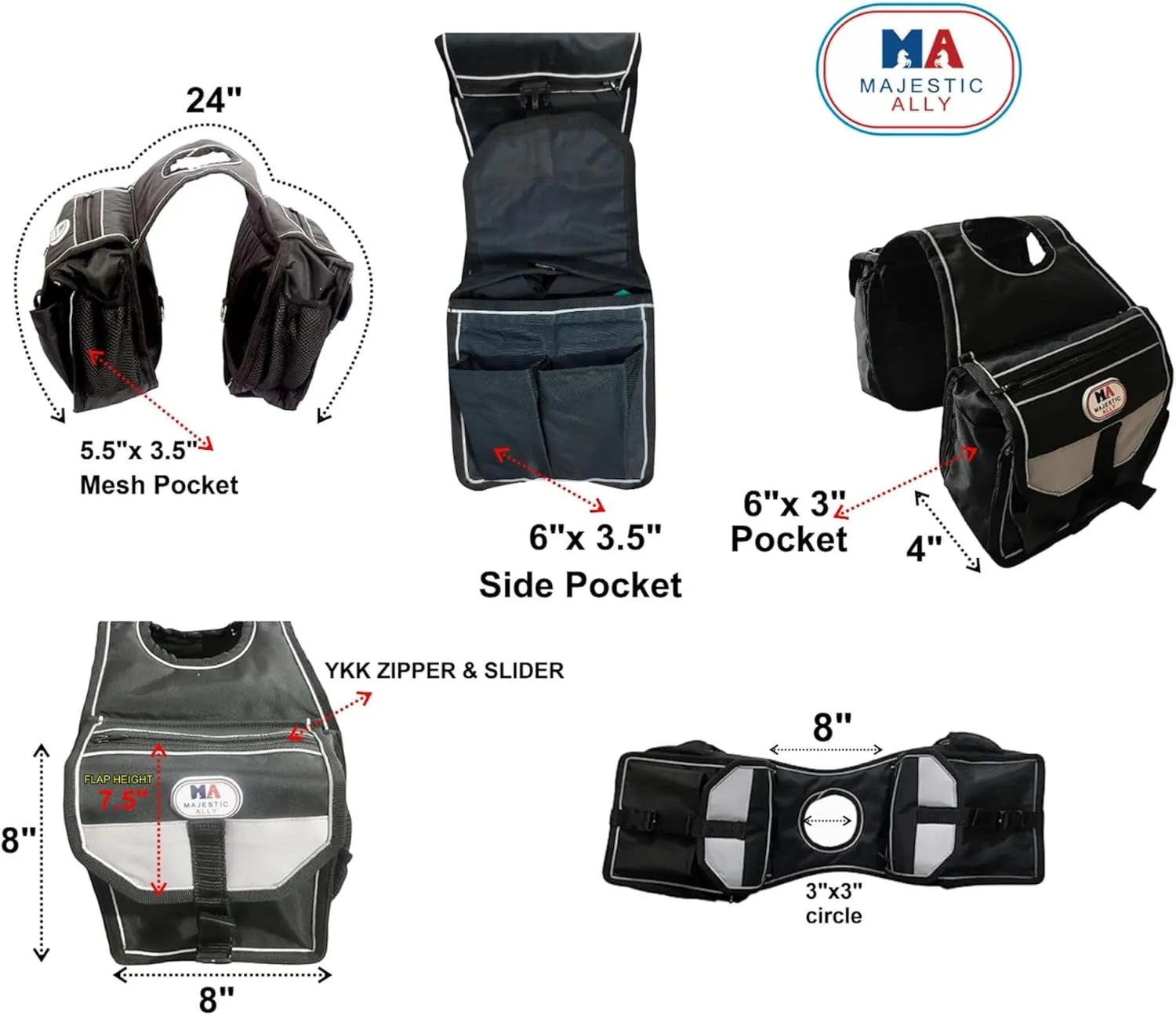Majestic Ally Horn Bag, Nylon Insulated Padded Reflective Pockets,Two Water Bottle, Camera/Cell Phone Pocket, Horn Bag (Hunter Green)