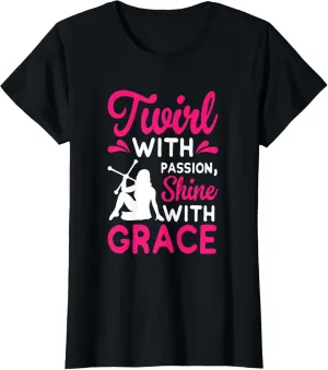 Majorette Baton Twirler Uniform Baton Twirling Mom T-Shirt