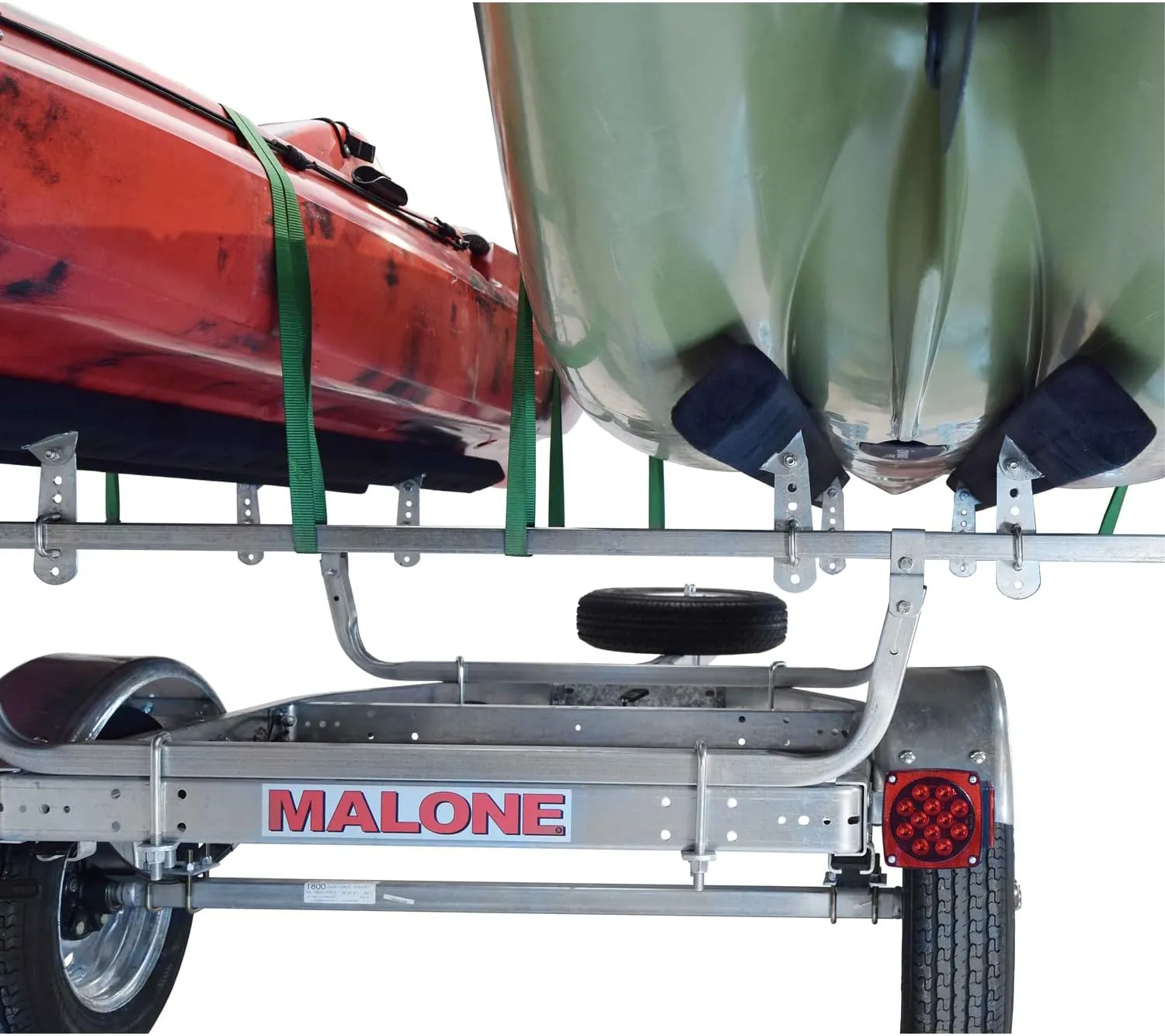 Malone MPG461B2 MicroSport 2 Kayak Trailer with 2 Bunk Kayak Carriers & Spare Tire | 20' / 800 lbs Capacity | Fully Submersible | Marine Grade Galvanized Steel
