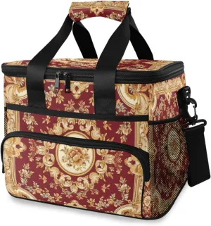 Mandala Red Flower Paisley Aztec Cooler Bag Insulated Cooler Soft Sided Cooler 24 Can Portable Picnic Bag Large Leakproof Lunch Bag Box for Beach Grocery Camping Travel Car Men Women