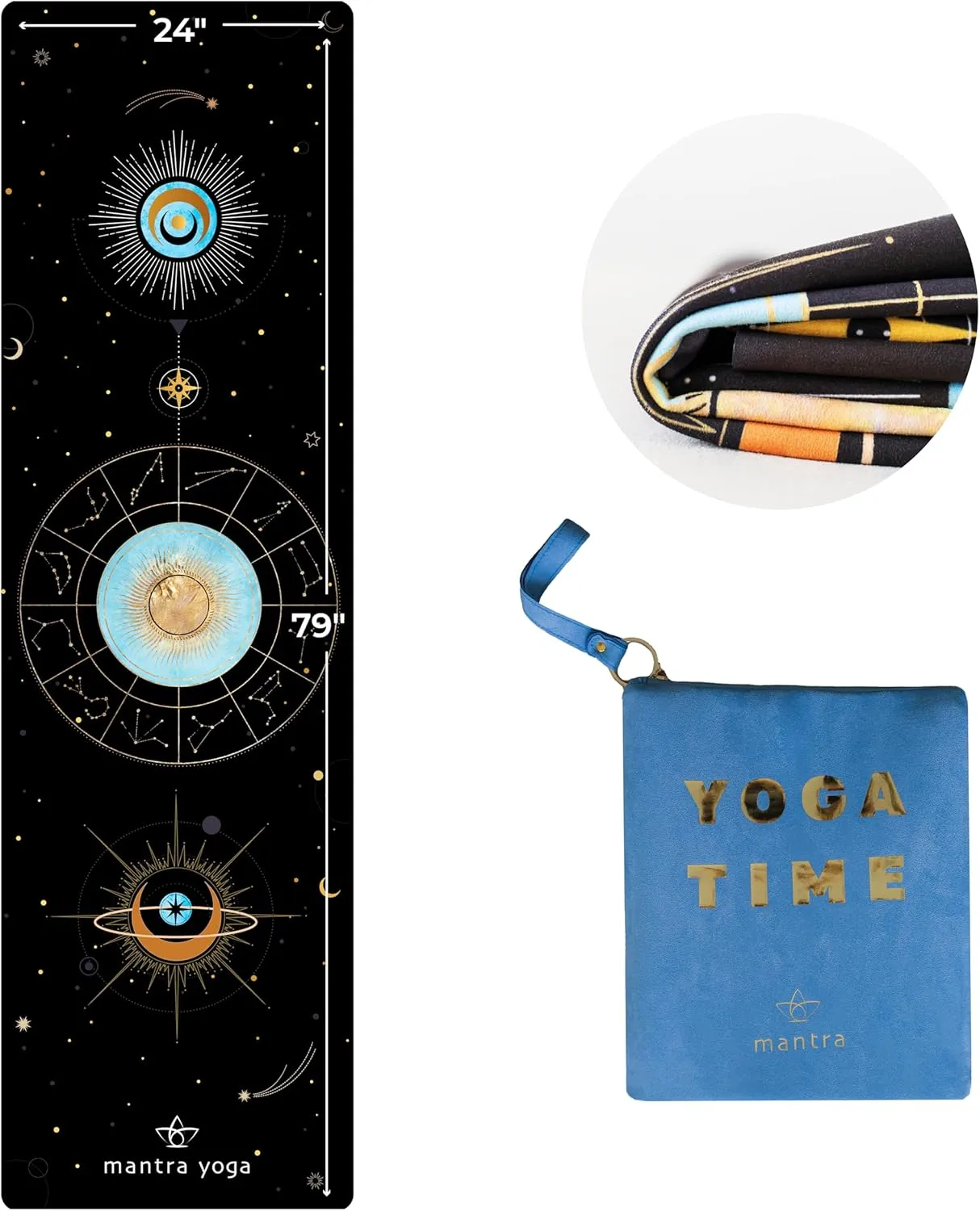 Mantra Yoga Travel PRO 1.5mm - Foldable Fitness & Exercise Mat with Bag | Lightweight, Compact & Eco-Friendly | Non-Slip & Washable | For All Types of Yoga | 72" L x 24" W | 2.6 lbs