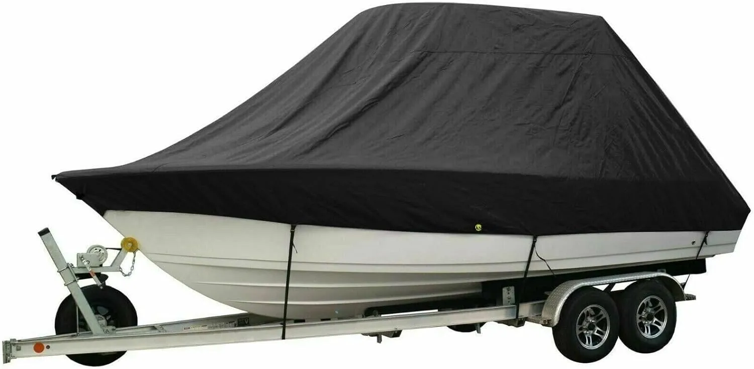 Marine Accessories 18-28ft 600D Jumbos Cruiser Boat-Cover Heavy-Duty Oceansouth Marine Water Sun Proof UV Protection Fish-Ski VHull Mooring Cover (Color : Black 18-20ft)