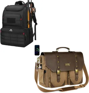 MATEIN Fishing Backpack Tackle Box, Messenger Bag with USB Charging Port & RFID Blocking Pocket