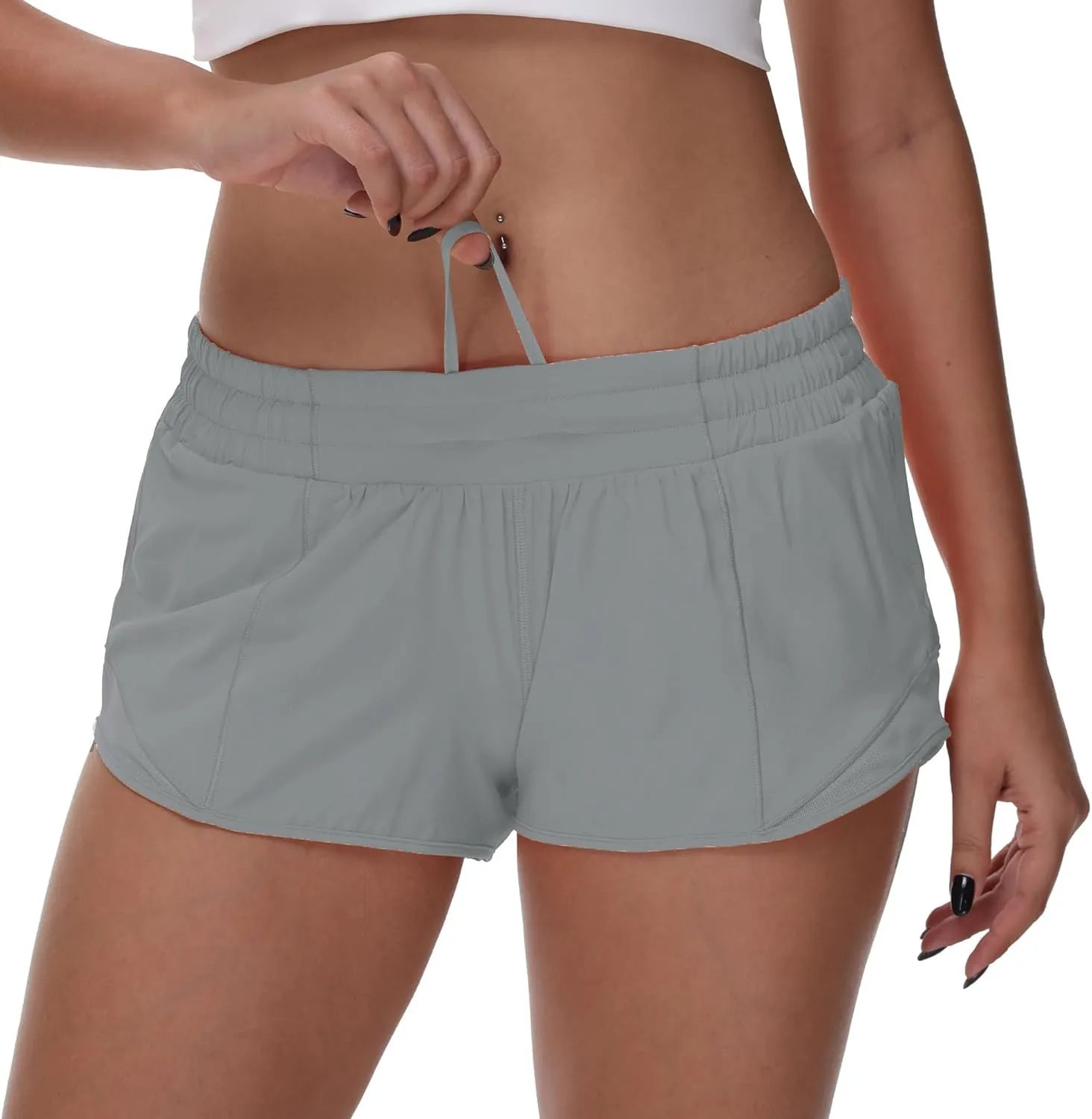 MCEDAR Women's Running Shorts Low Waisted 2.5"，Lightweight Active Workout Quick Dry Gym Athletic Sports Shorts Zip Pocket