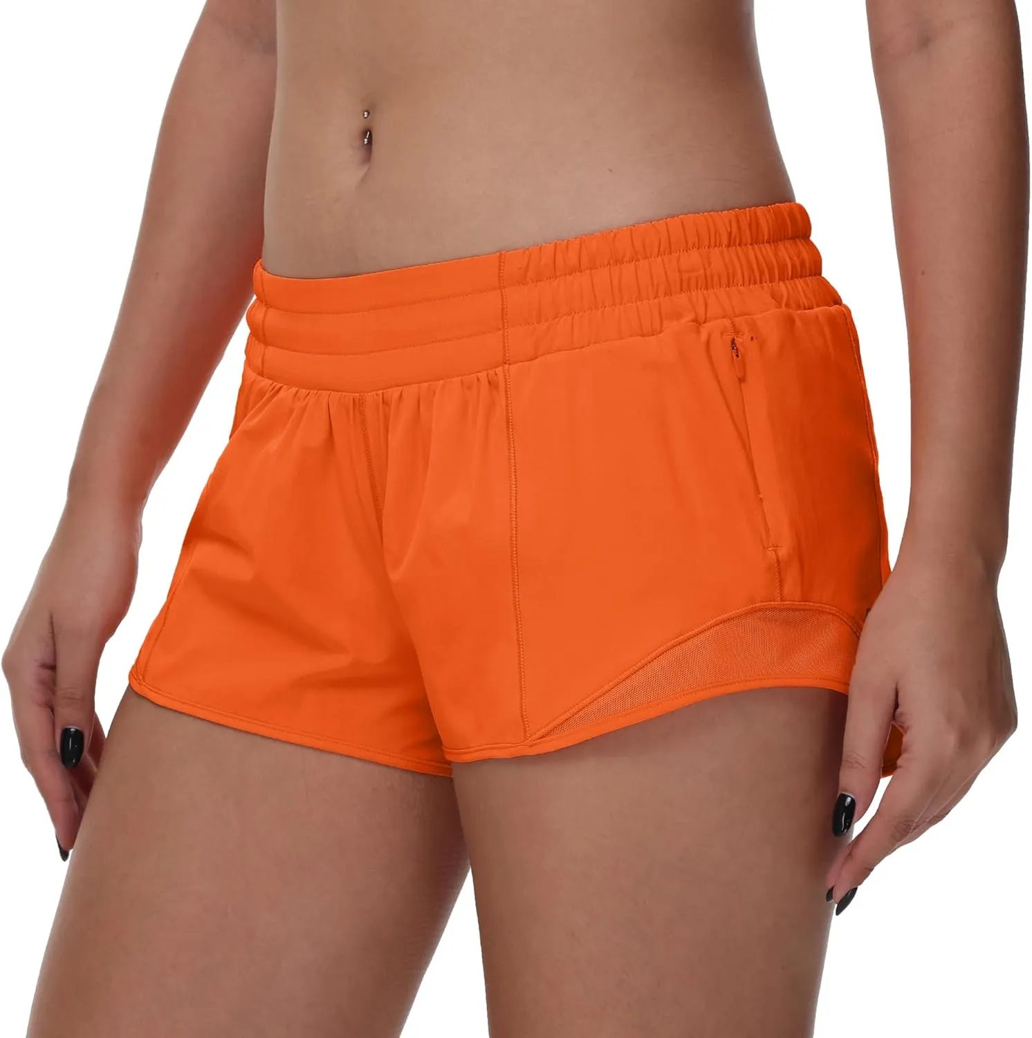 MCEDAR Women's Running Shorts Low Waisted 2.5"，Lightweight Active Workout Quick Dry Gym Athletic Sports Shorts Zip Pocket