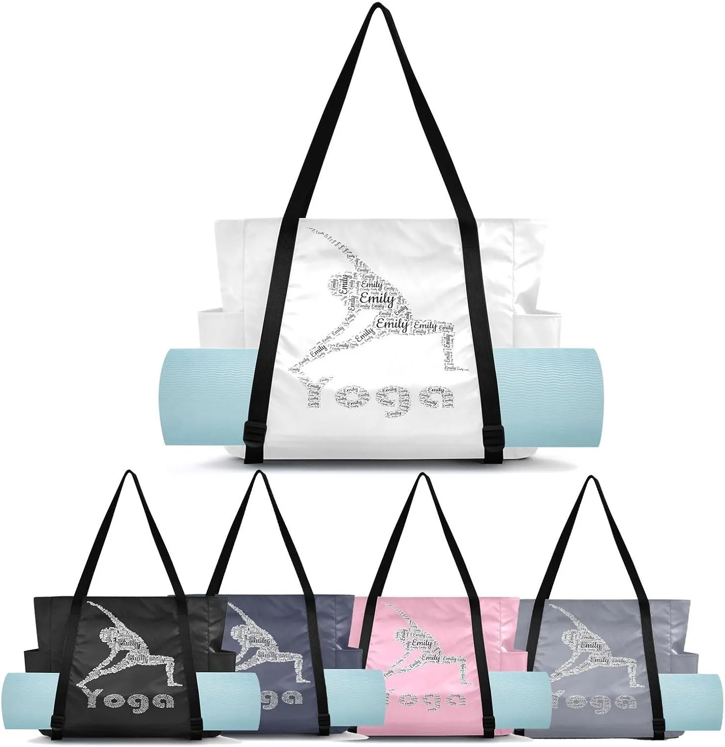 MCHIVER Custom with Name Yoga Bag for Women Personalized Yoga Mat Bag Shoulder Bags for Office Travel Pilates Fit Most Size