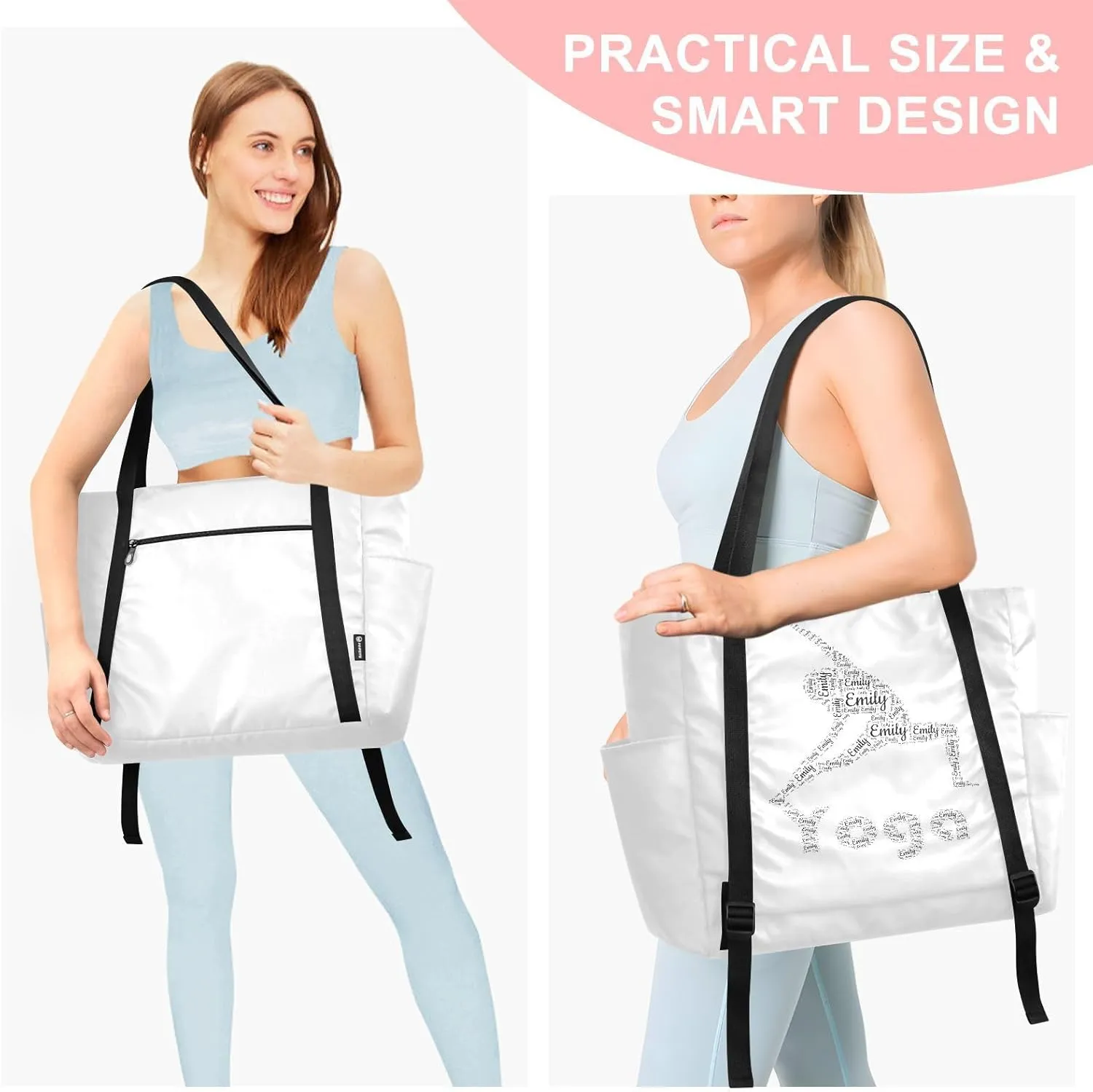 MCHIVER Custom with Name Yoga Bag for Women Personalized Yoga Mat Bag Shoulder Bags for Office Travel Pilates Fit Most Size