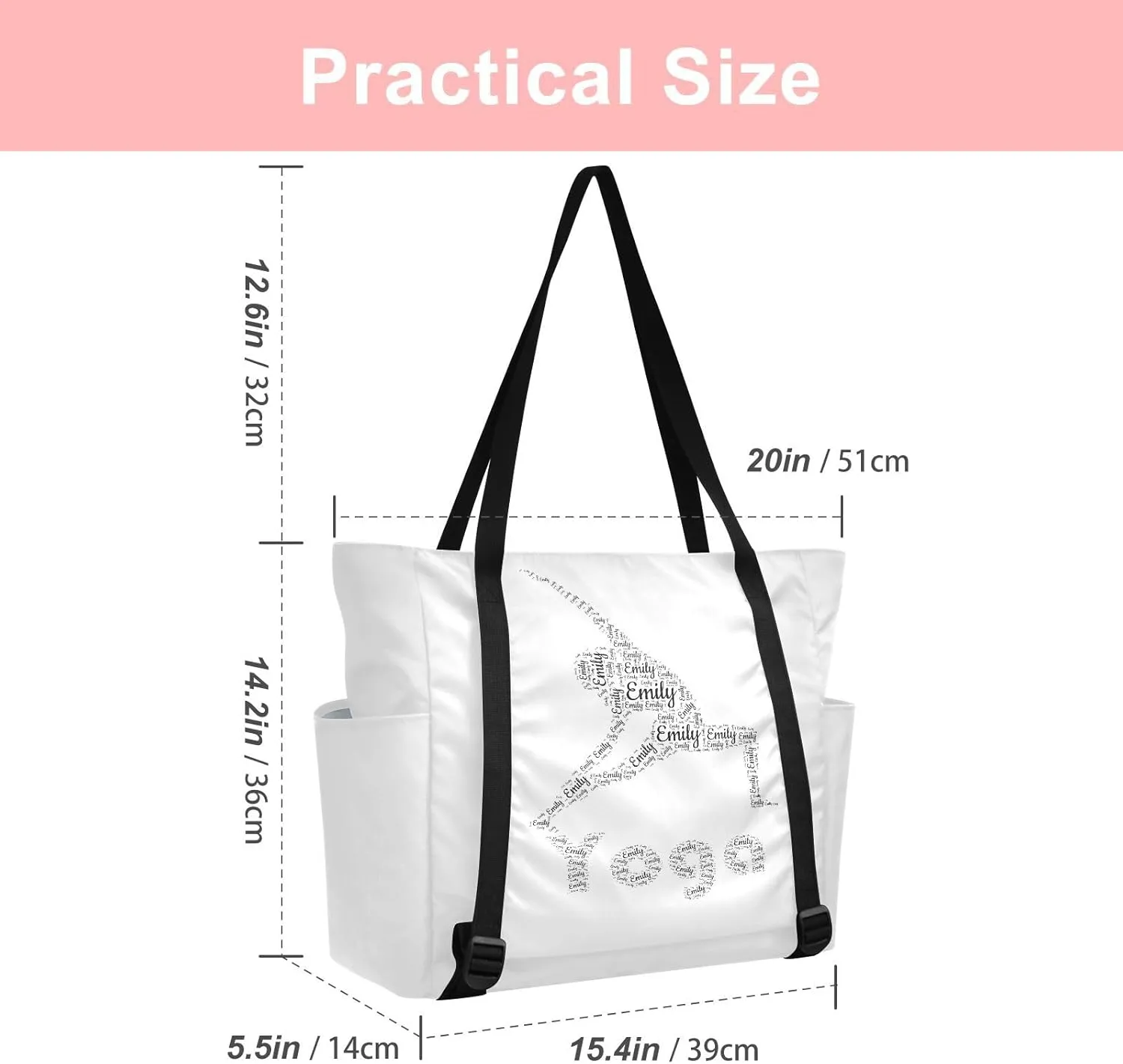 MCHIVER Custom with Name Yoga Bag for Women Personalized Yoga Mat Bag Shoulder Bags for Office Travel Pilates Fit Most Size
