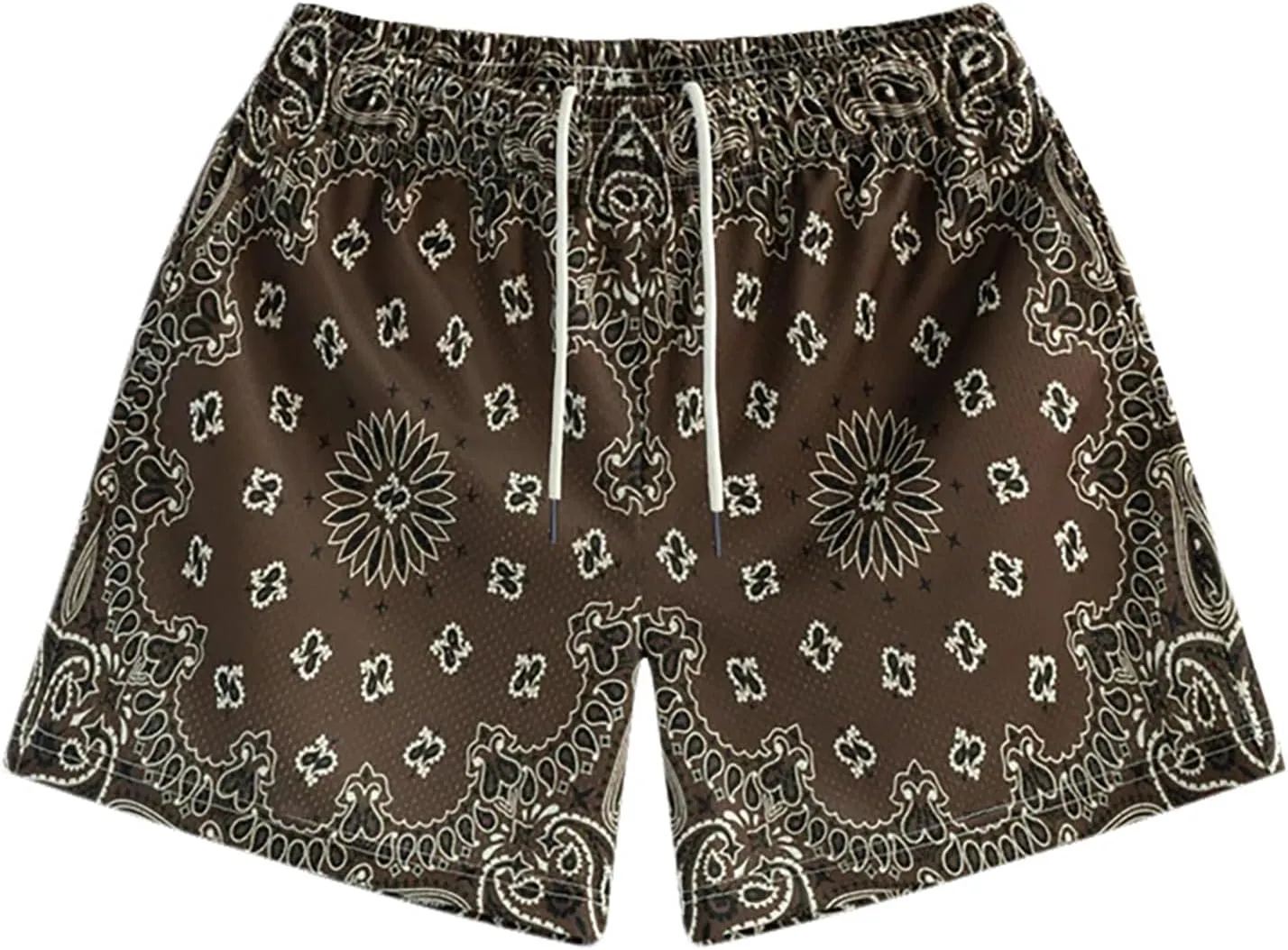 MECH-ENG Men's Paisley Shorts Graphic Print Casual Bandana Retro Lightweight Running Boxing Mesh Boho Shorts