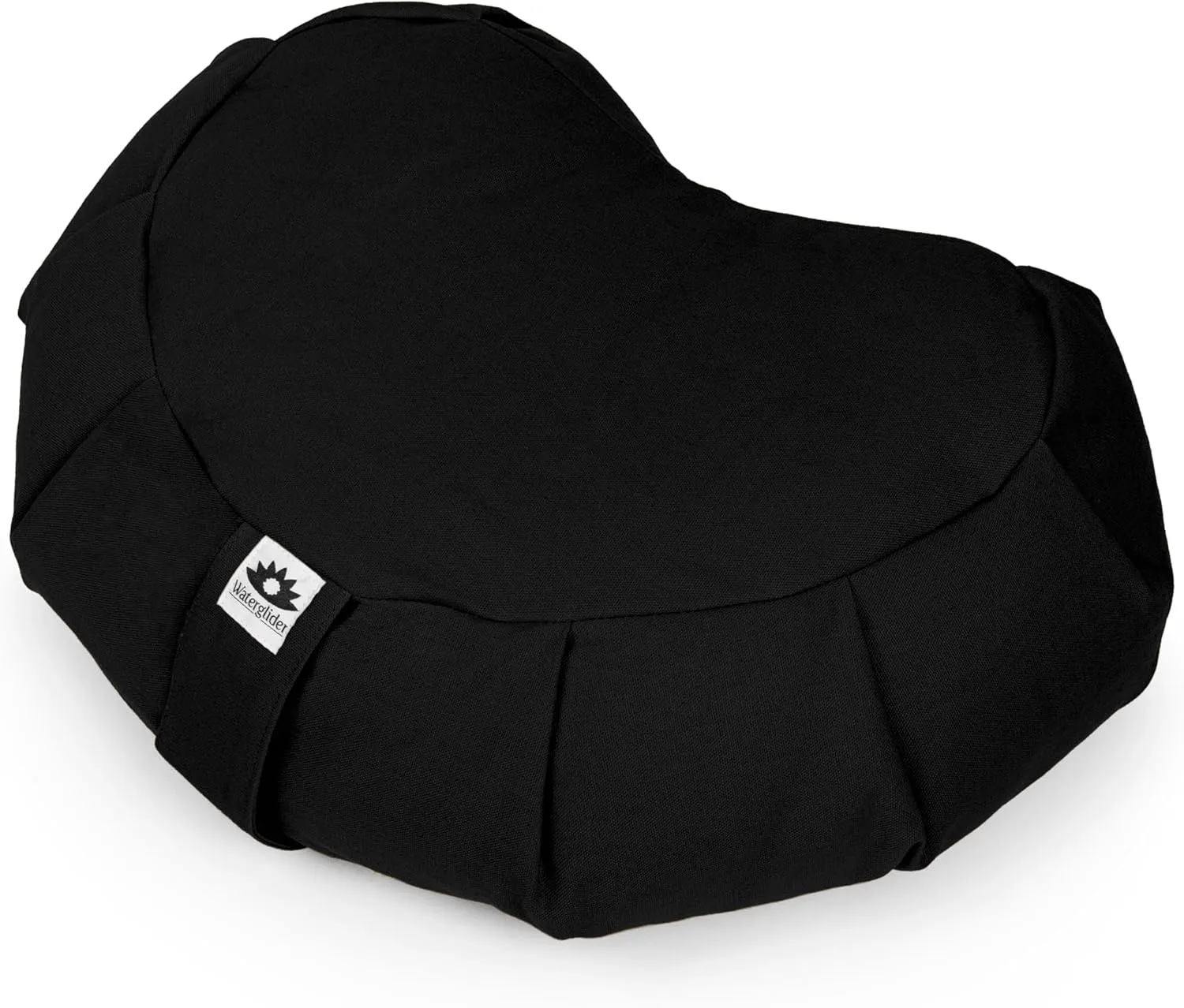 Meditation Cushion (Black) Crescent, Buckwheat Husk Filled, Floor Pillow or Cushions, Yoga Seat, Zafu, Made in The USA