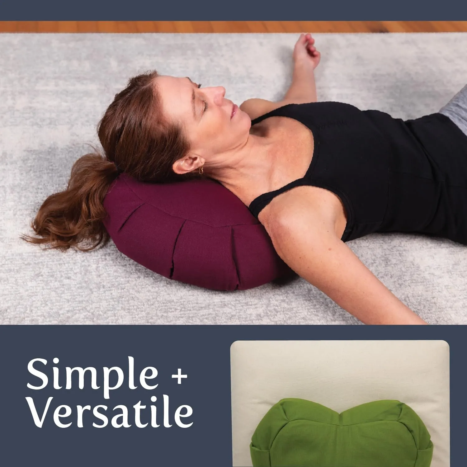 Meditation Cushion (Black) Crescent, Buckwheat Husk Filled, Floor Pillow or Cushions, Yoga Seat, Zafu, Made in The USA