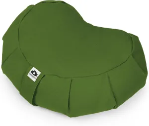 Meditation Cushion (Green Grass) Crescent, Buckwheat Husk Filled, Floor Pillow or Cushions, Yoga Seat, Zafu, Made in The USA