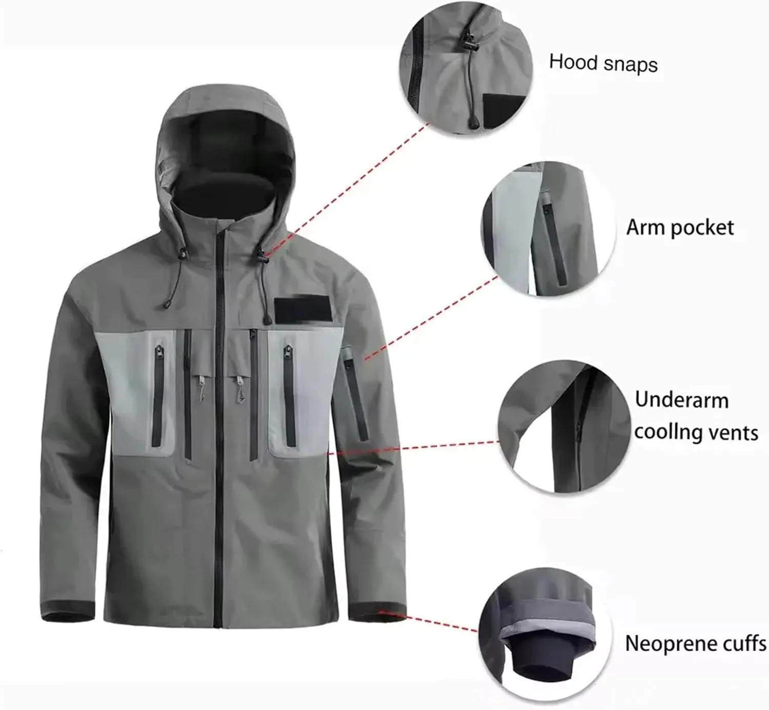 Men's All-Season Fishing Wader Jacket - Layered Design for Hiking & Camping