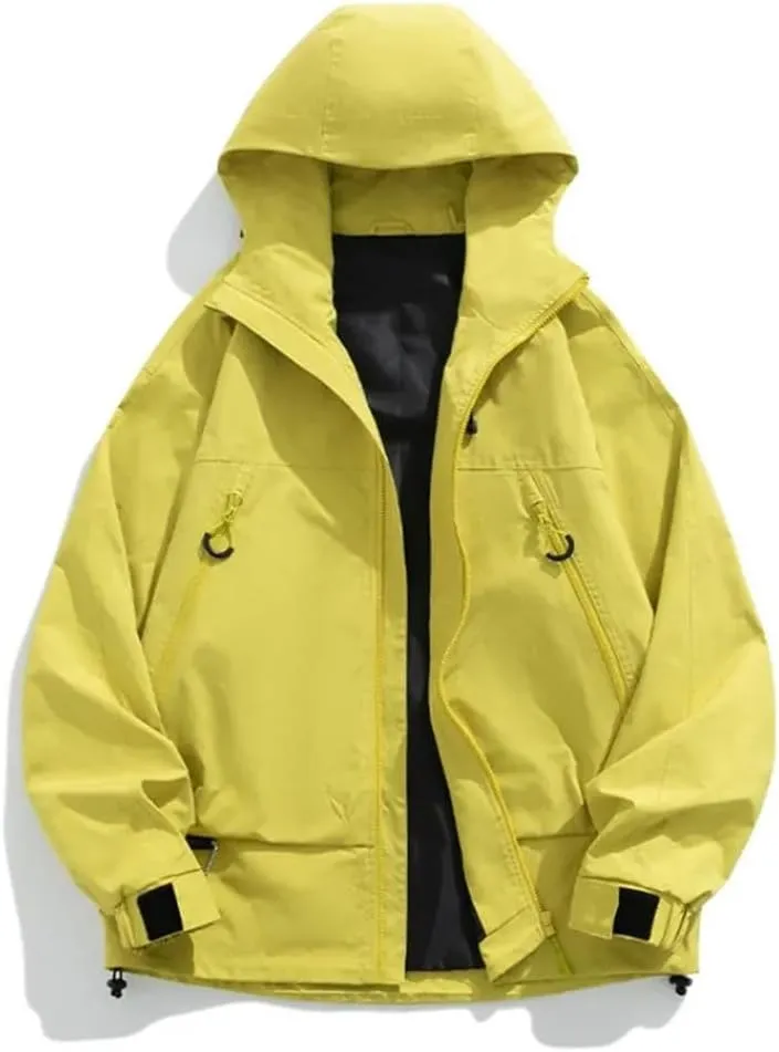 Men’S All-Weather Camping Jacket - Trail-Ready Foldable Hood for Breathable Hiking Layers