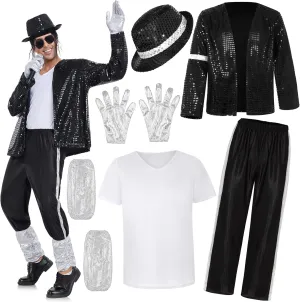 Mens Dance Star Costume for Men 80s 90s Pop Stage Outfits for Halloween Cosplay Party