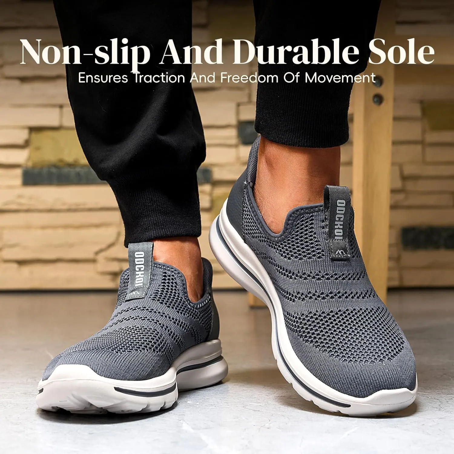 Men's Hands-Free Slip On Sneakers | Laceless Walking Shoes for Gym/Travel/Office