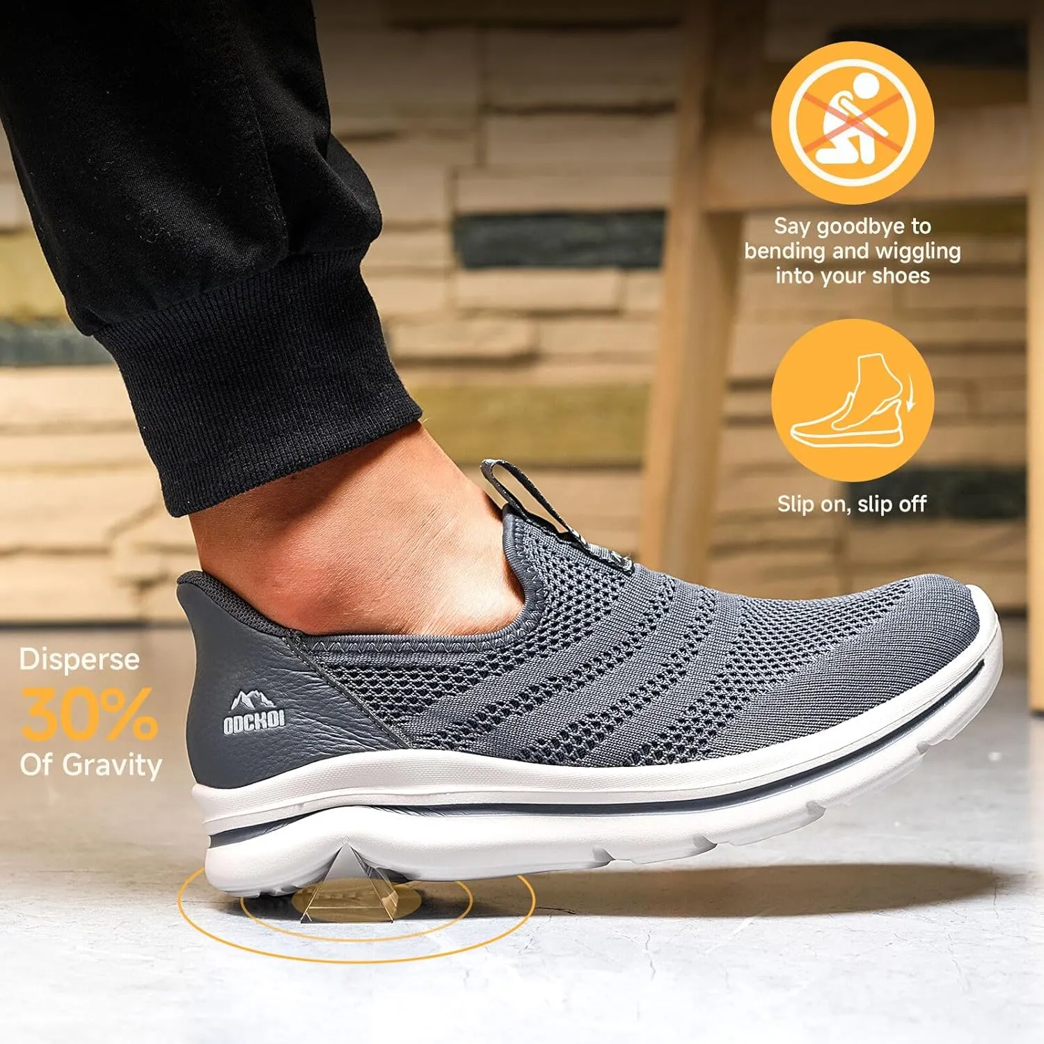 Men's Hands-Free Slip On Sneakers | Laceless Walking Shoes for Gym/Travel/Office