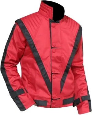 Mens Jacket MJ Costume Thriller Red Cotton Jacket Movies Celebrity Costumes