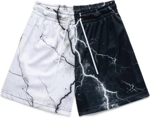 Mens Mesh Graphic Print Athletic Running Shorts Lightweight Quick-Dry Shorts for Basketball Gym Workout