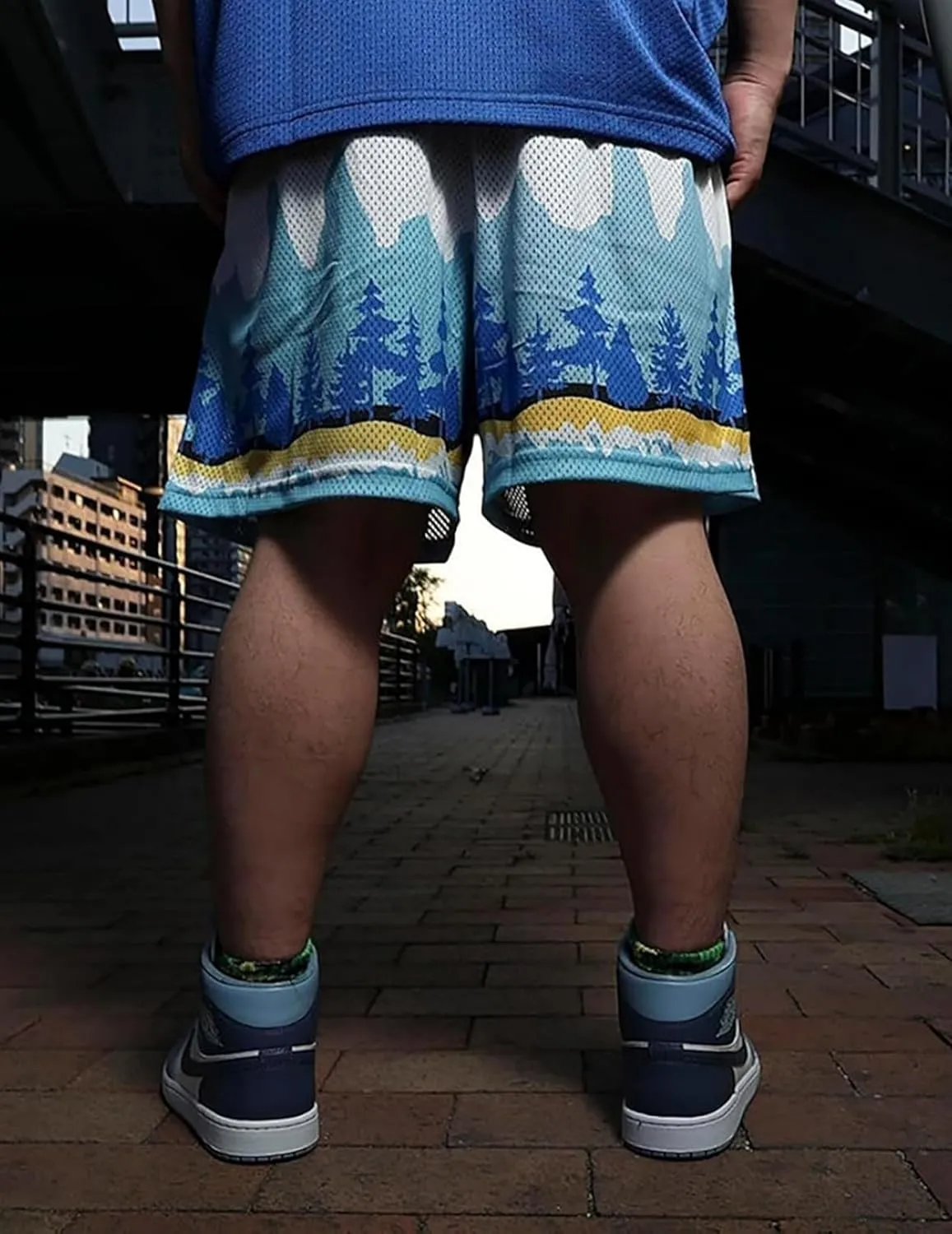Mens Mesh Graphic Print Athletic Running Shorts Mens Fashion Quick-Dry Shorts for Basketball Workout