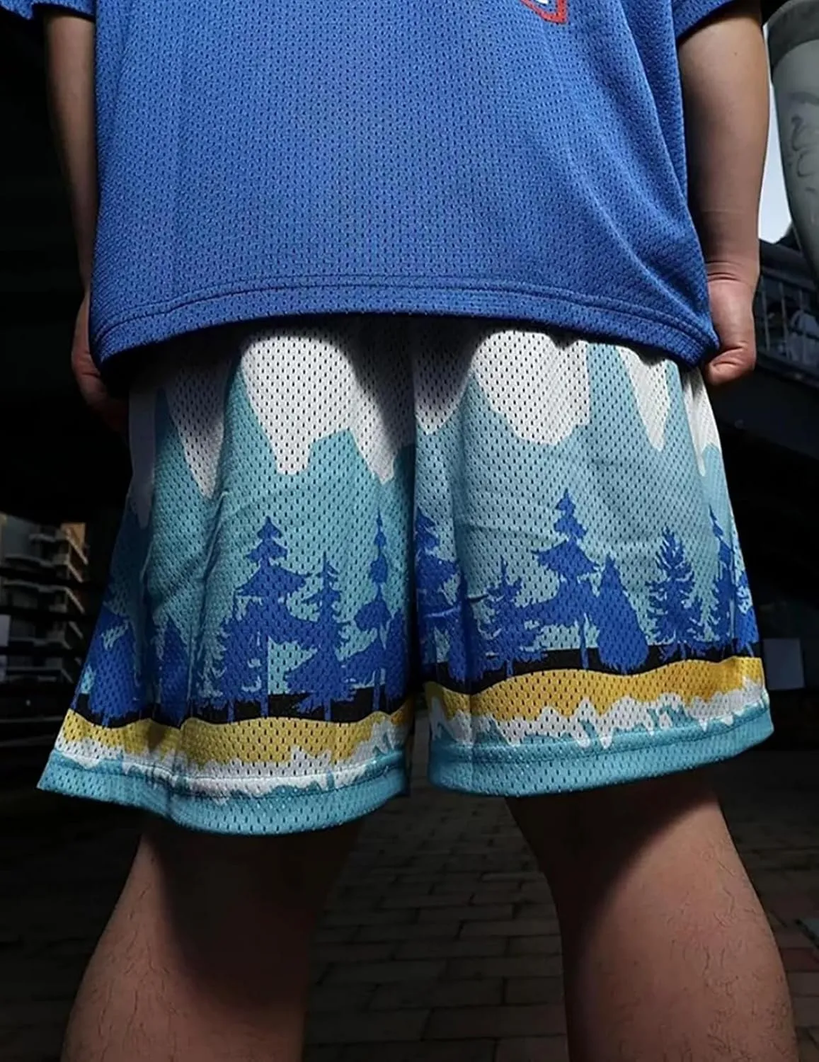 Mens Mesh Graphic Print Athletic Running Shorts Mens Fashion Quick-Dry Shorts for Basketball Workout