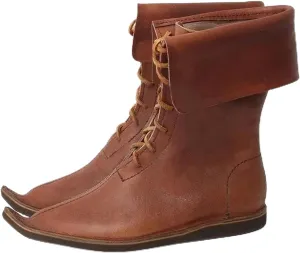 Men's Renaissance Medieval Boots Viking Pirate Costume Boots Halloween Gothic Stage Pirate Viking Tied Shoes