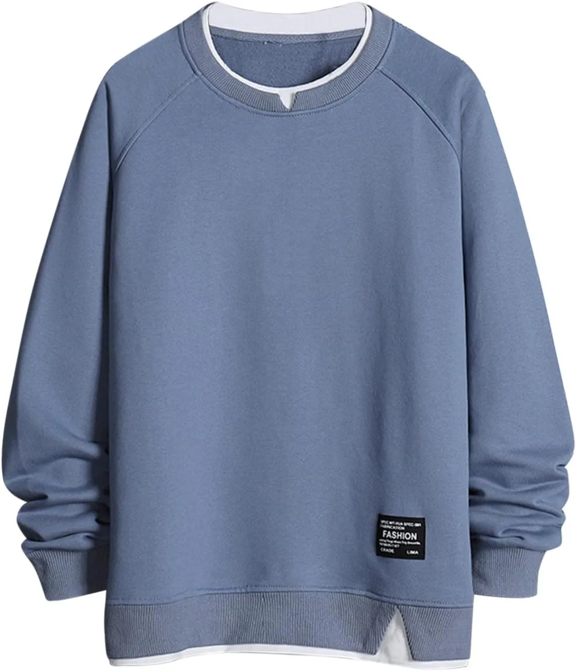 Men's Sweatshirt Raglan Sleeve Fake Two Piece Crewneck Long Sleeve Pullover Tops Fashion Lightweight Comfy Streetwear