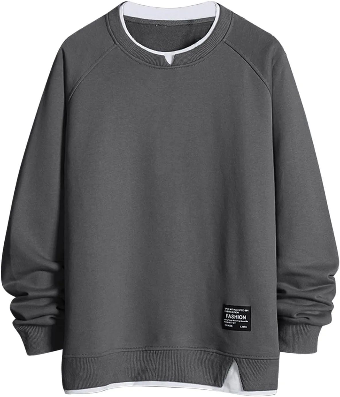 Men's Sweatshirt Raglan Sleeve Fake Two Piece Crewneck Long Sleeve Pullover Tops Fashion Lightweight Comfy Streetwear