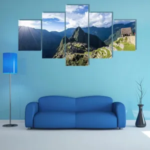 MentCh Canvas Prints 5 Panel Wall Paintings Picture Wall Decor City of Machu Pichu Canvas Art Wall Decor, Canvas Wall Art for Living Room - With Frame 150 * 80cm