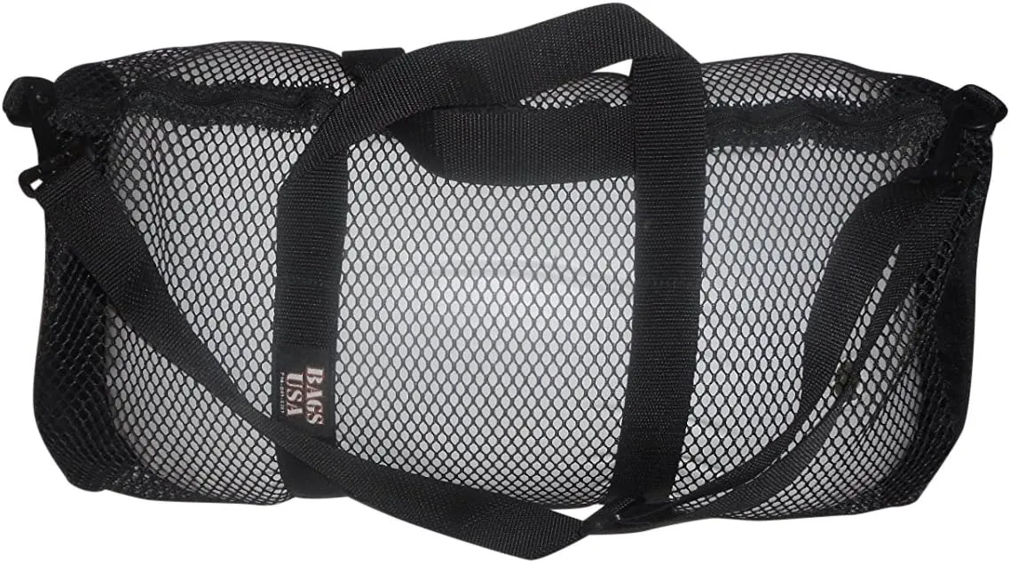 Mesh Duffle/Suba Gear Bag, Fins Mask& Snorkel Bag, Made in USA. (Black)
