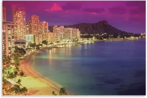 Miami Cityscape Wall Art Decoration - Miami Beach Night View Canvas Art Poster and Wall Art Picture Print Modern Family Bedroom Decor Posters 20x30inch(50x75cm)
