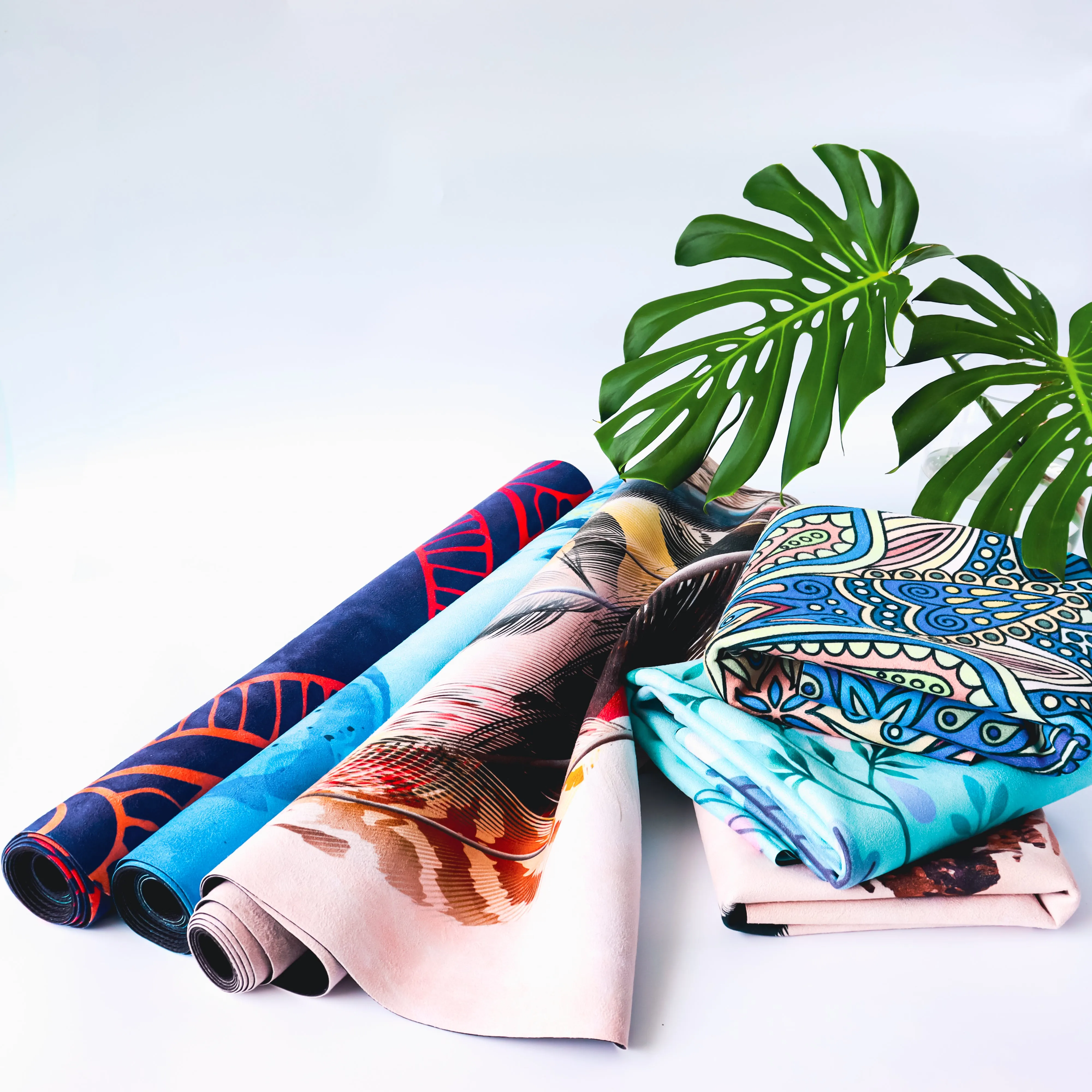 Microfiber Suede & Rubber, Foldable Yoga Mat - Machine Washable