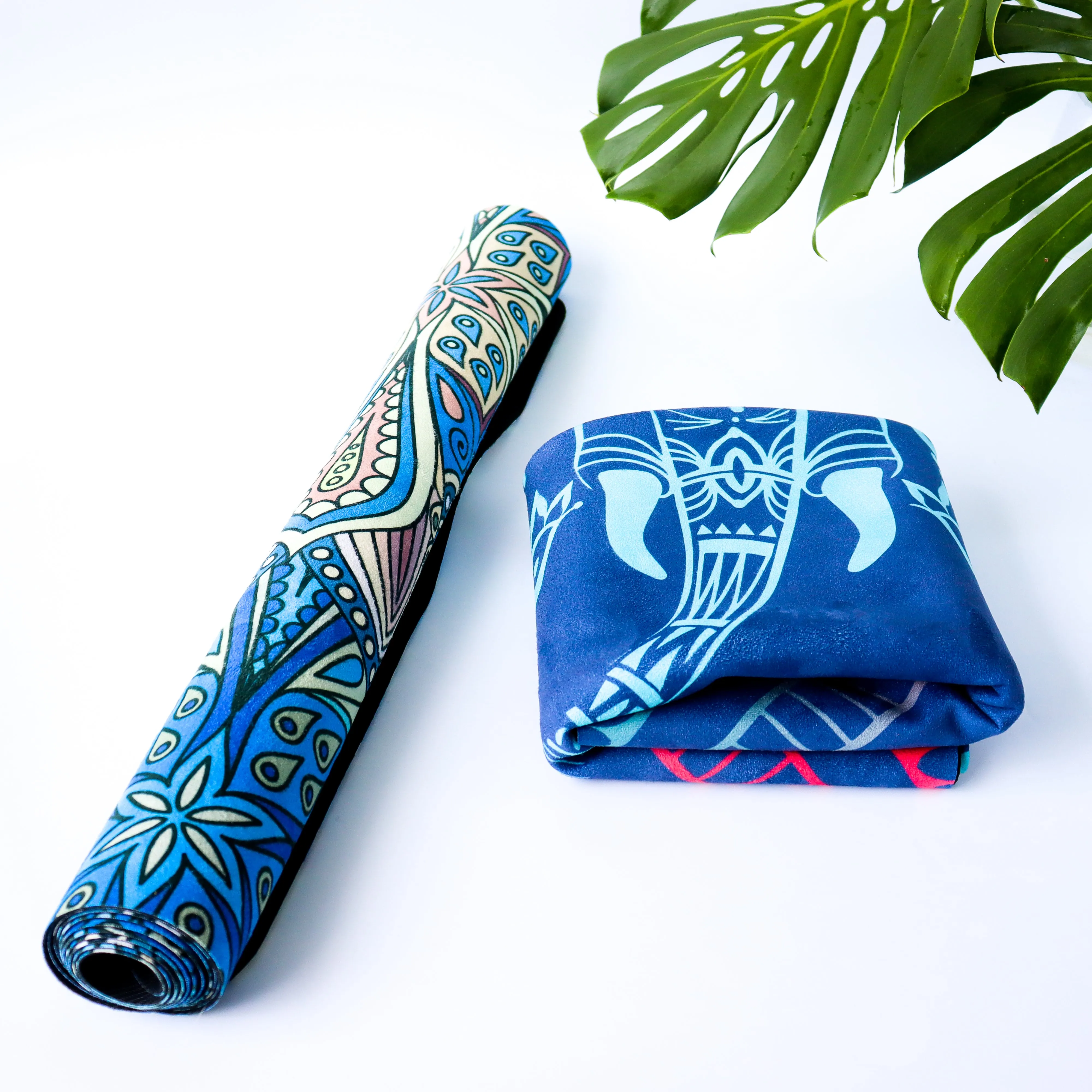 Microfiber Suede & Rubber, Foldable Yoga Mat - Machine Washable