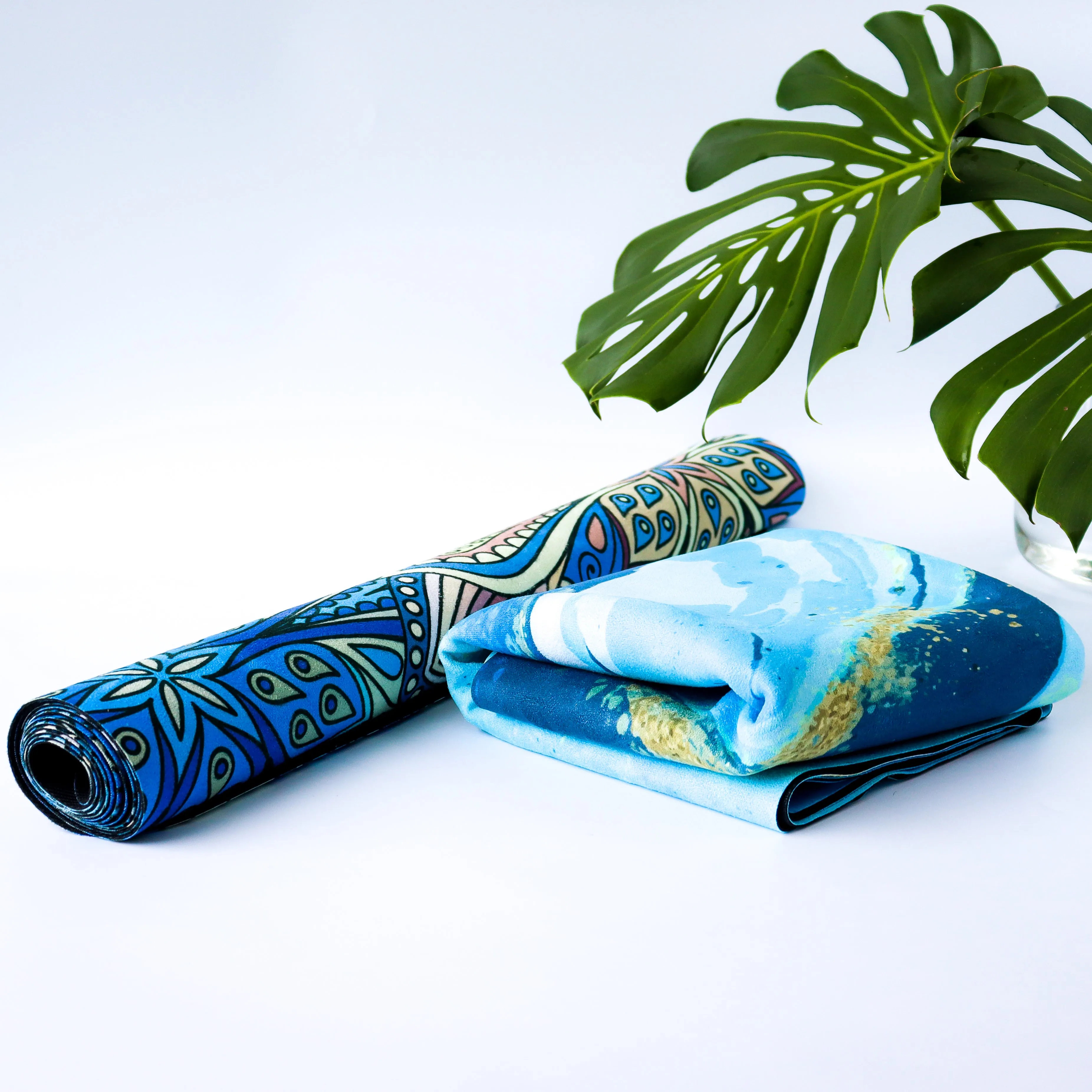 Microfiber Suede & Rubber, Foldable Yoga Mat - Machine Washable