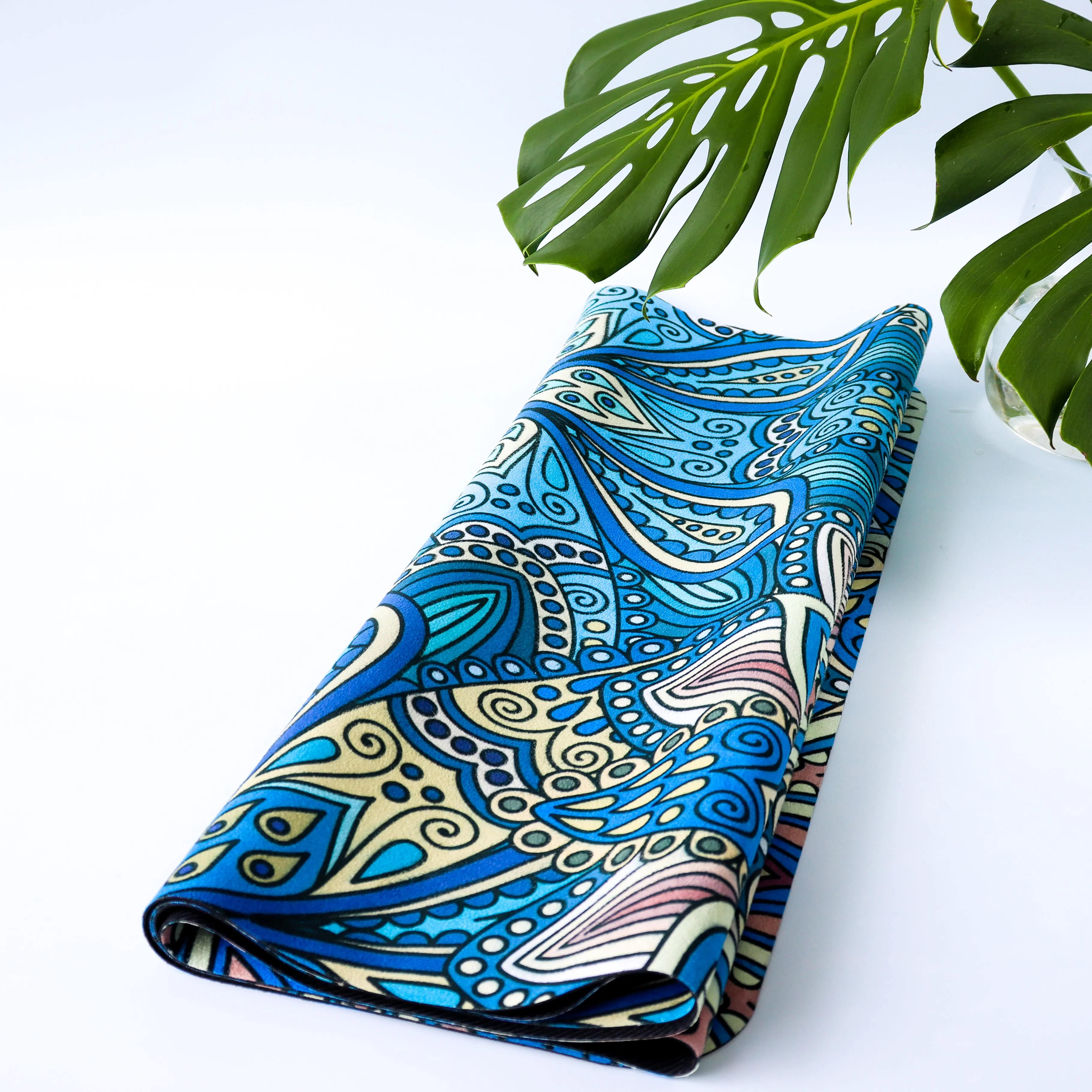 Microfiber Suede & Rubber, Foldable Yoga Mat - Machine Washable