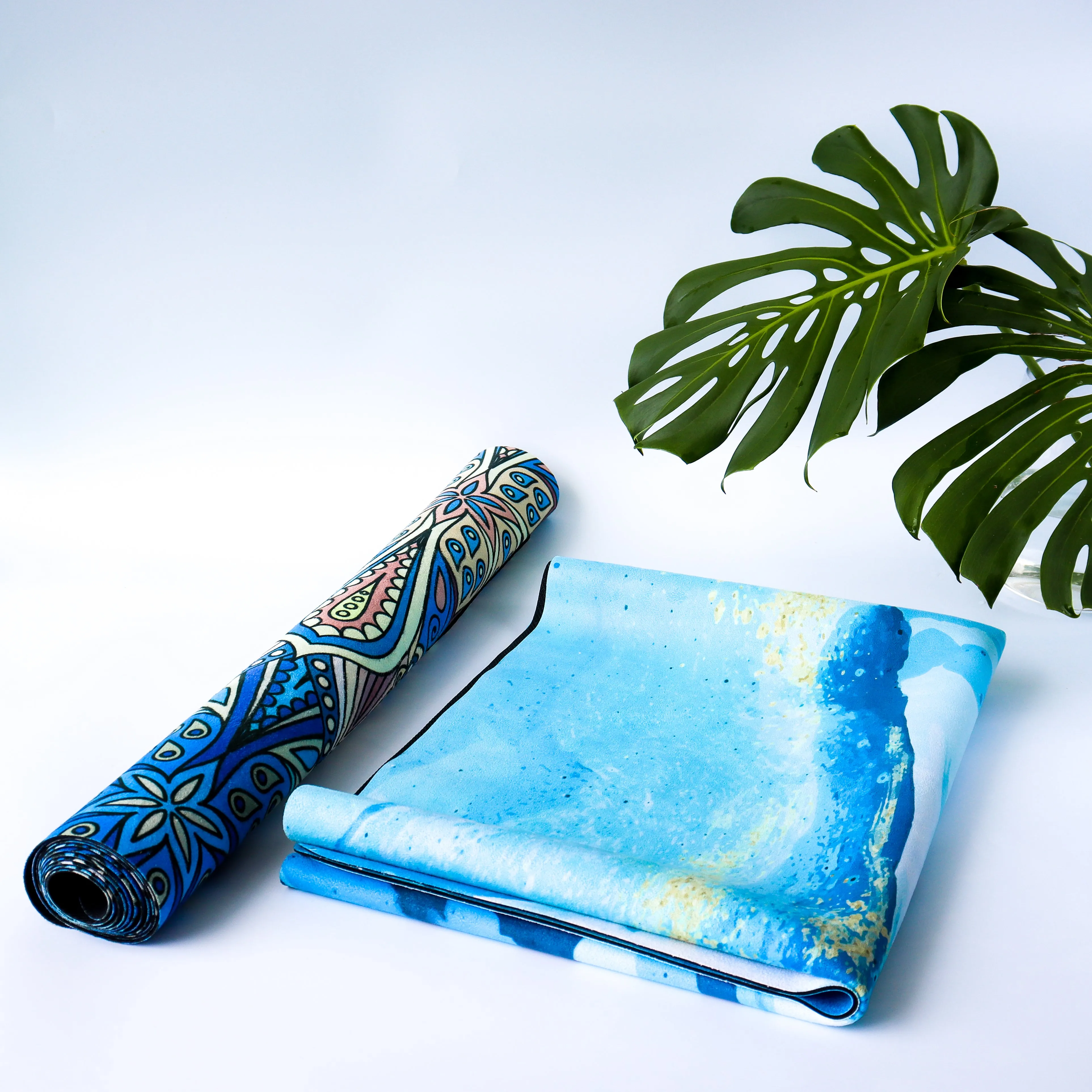 Microfiber Suede & Rubber, Foldable Yoga Mat - Machine Washable