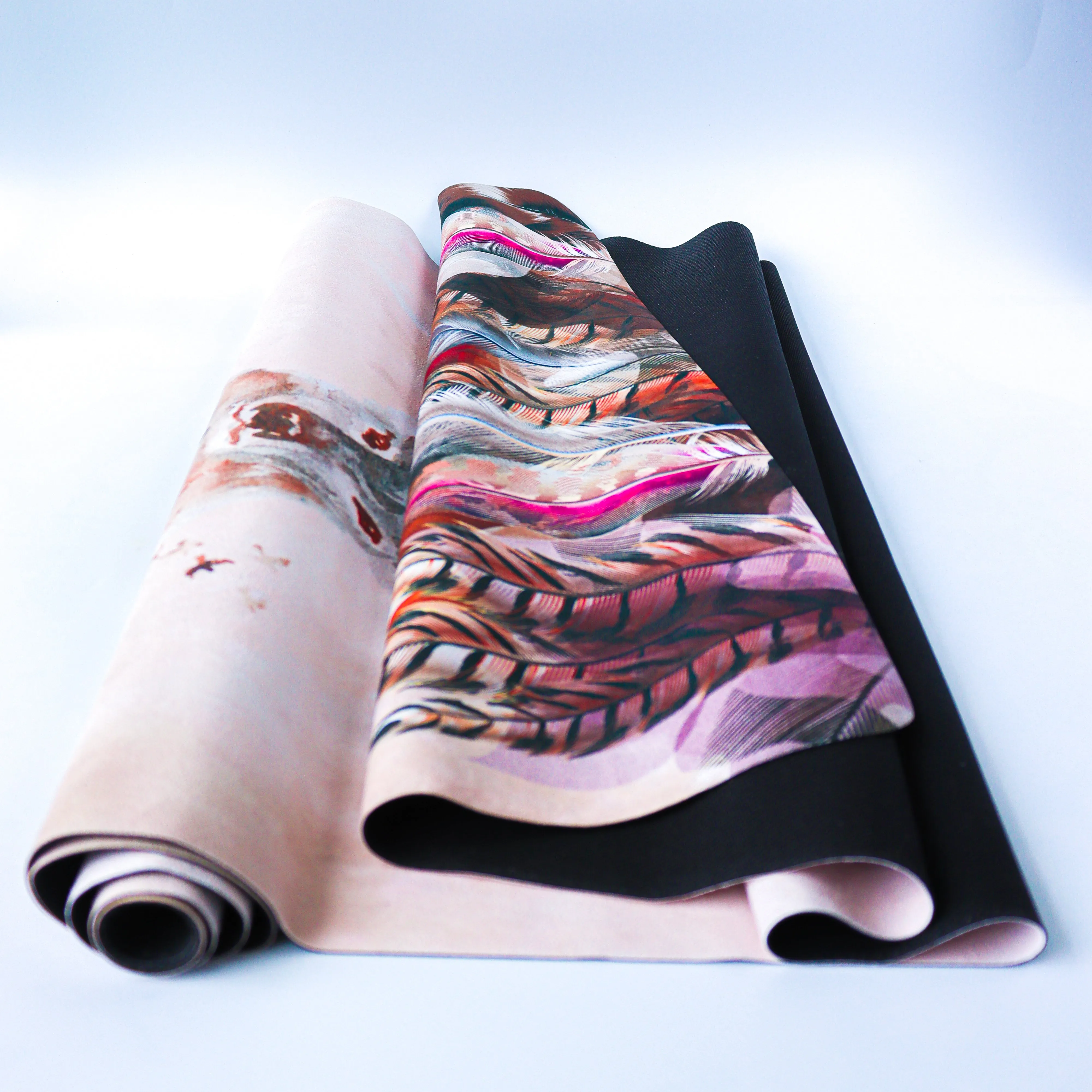 Microfiber Suede & Rubber, Foldable Yoga Mat - Machine Washable