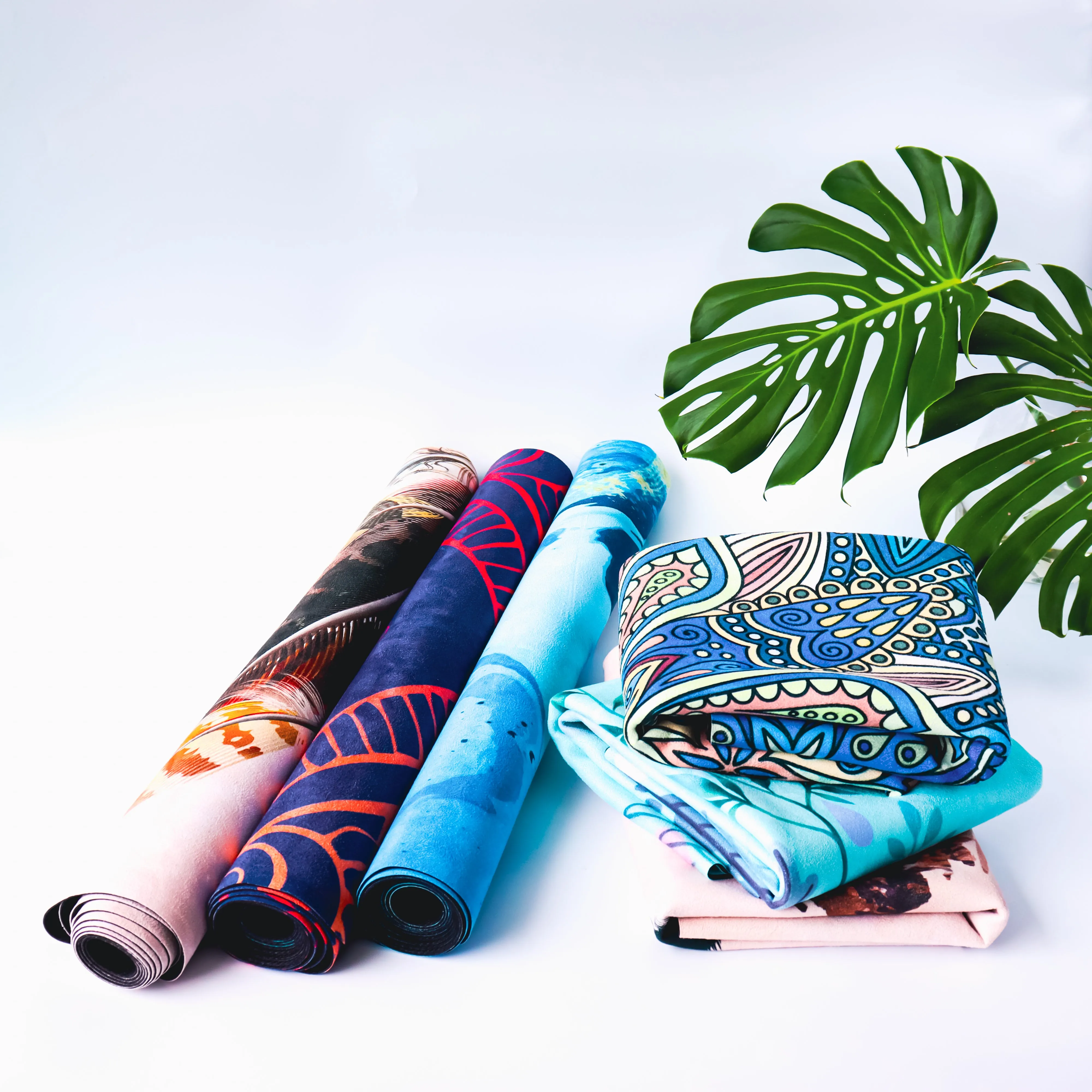 Microfiber Suede & Rubber, Foldable Yoga Mat - Machine Washable