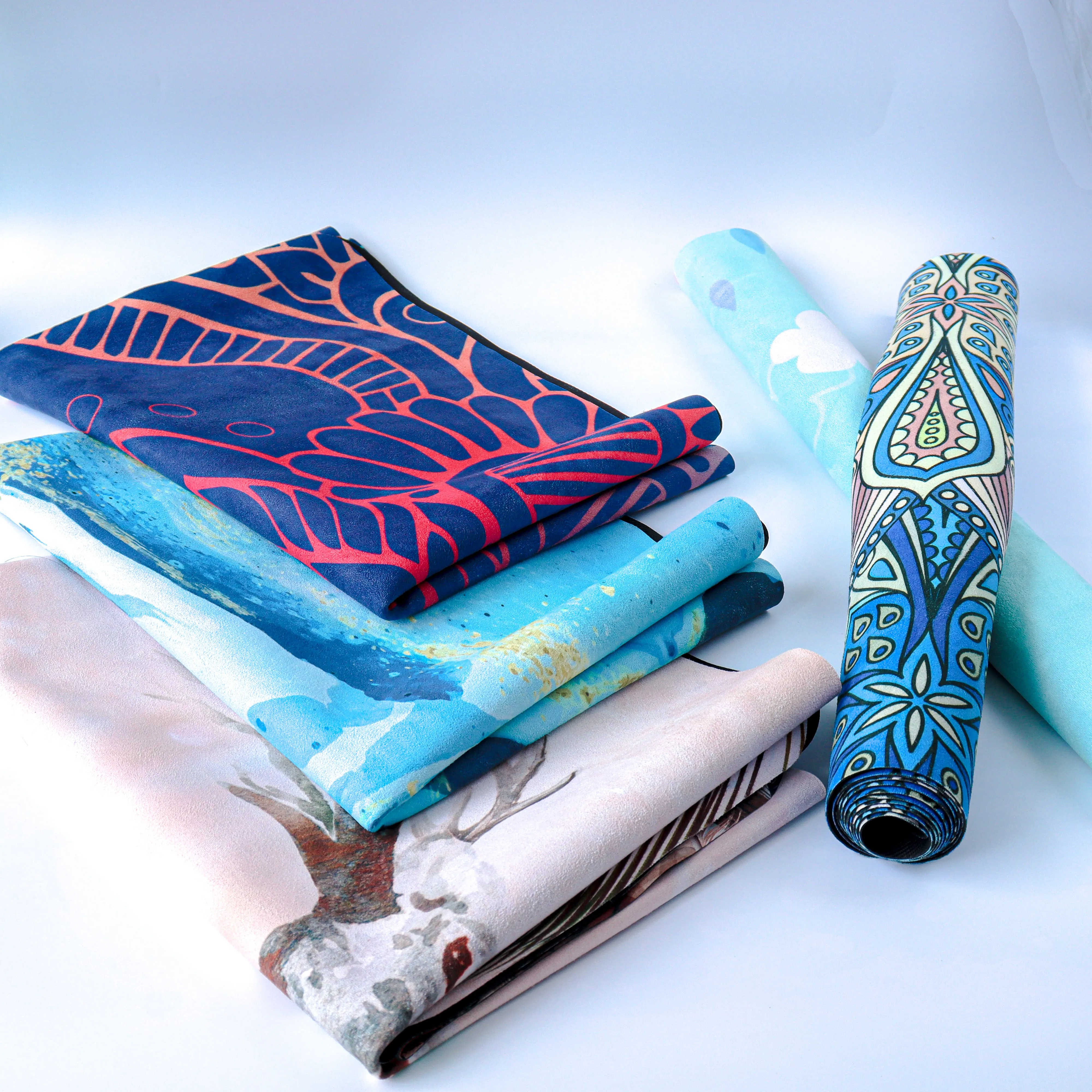 Microfiber Suede & Rubber, Foldable Yoga Mat - Machine Washable