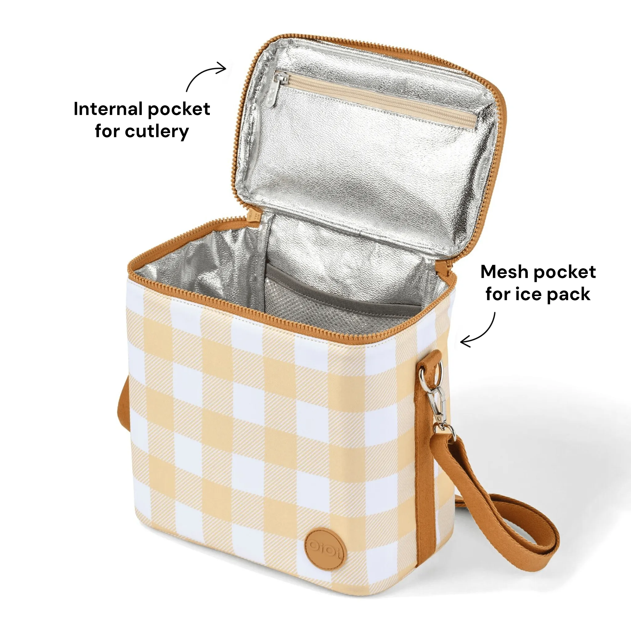 Midi Insulated Lunch Bag/Pumping Bag - Beige Gingham