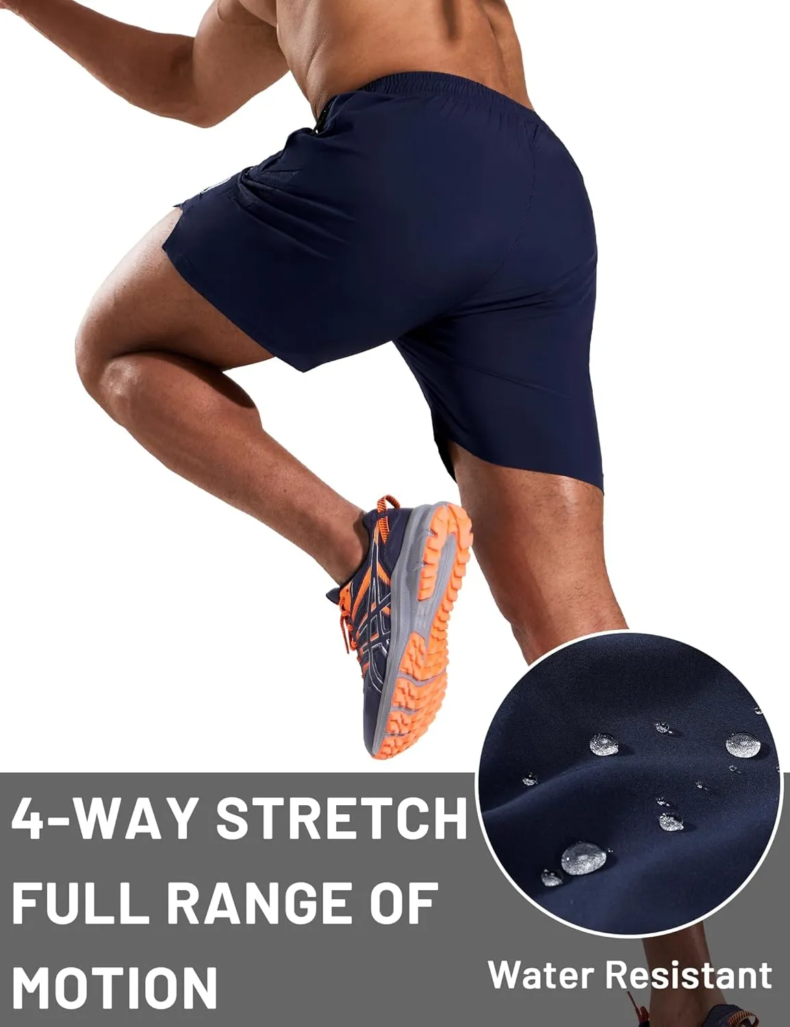 MIER Men's 5 Inch Inseam Running Shorts with Zipper Pockets Quick Dry Athletic Gym Workout No Liner Shorts, Lightweight