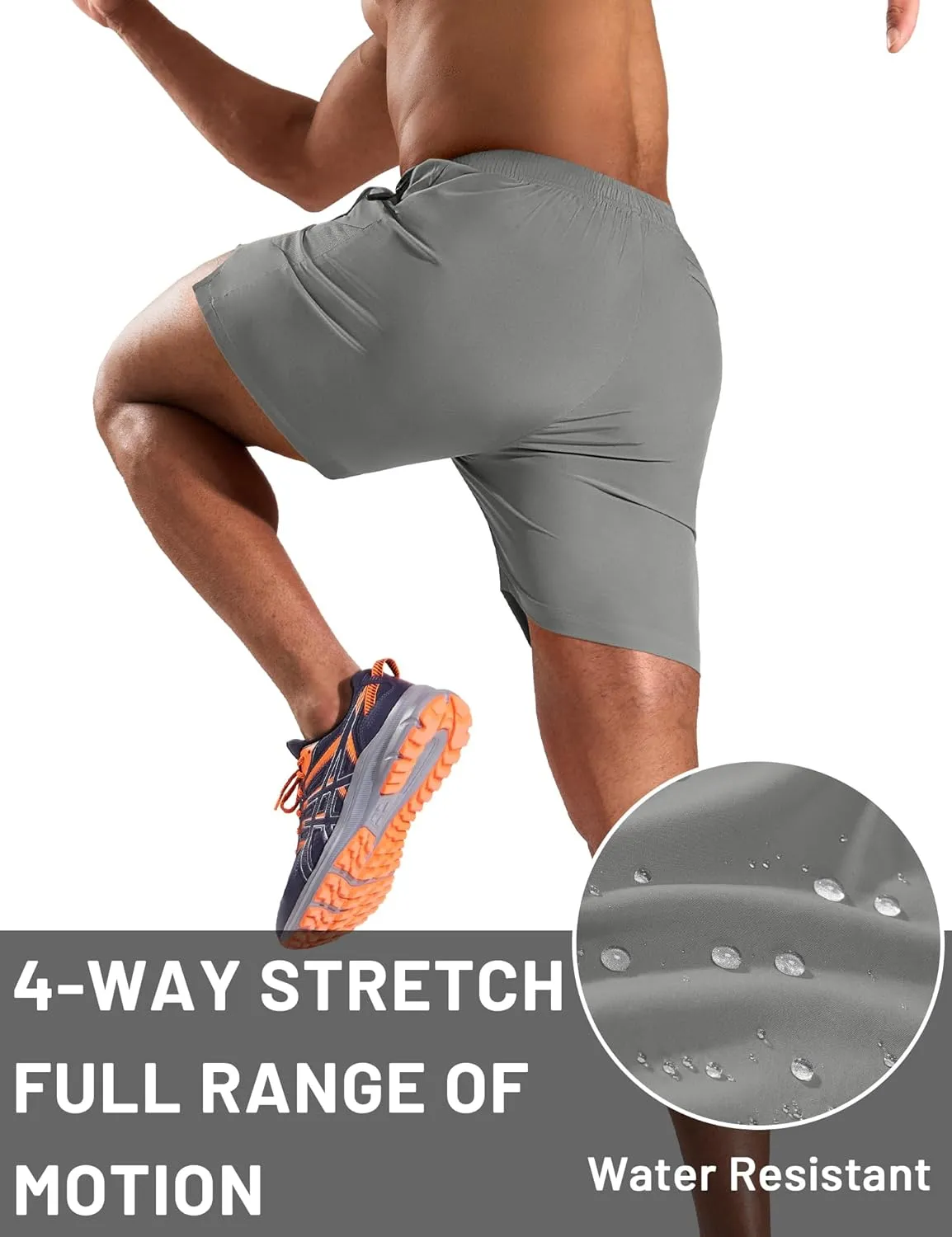 MIER Men's 5 Inch Inseam Running Shorts with Zipper Pockets Quick Dry Athletic Gym Workout No Liner Shorts, Lightweight