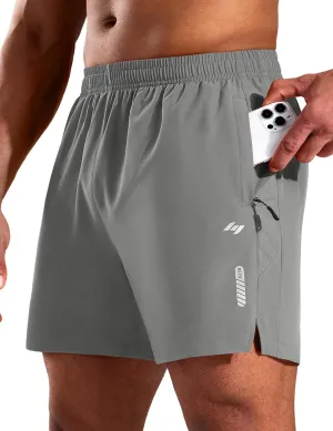 MIER Men's 5 Inch Inseam Running Shorts with Zipper Pockets Quick Dry Athletic Gym Workout No Liner Shorts, Lightweight