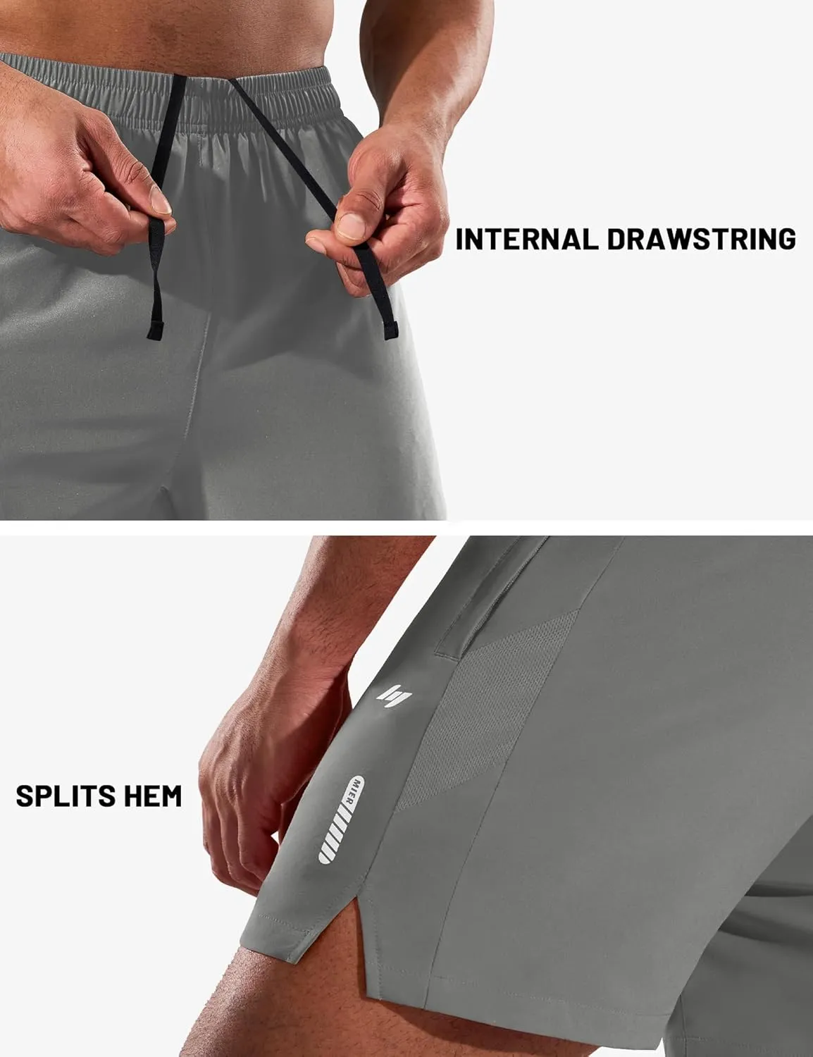 MIER Men's 5 Inch Inseam Running Shorts with Zipper Pockets Quick Dry Athletic Gym Workout No Liner Shorts, Lightweight