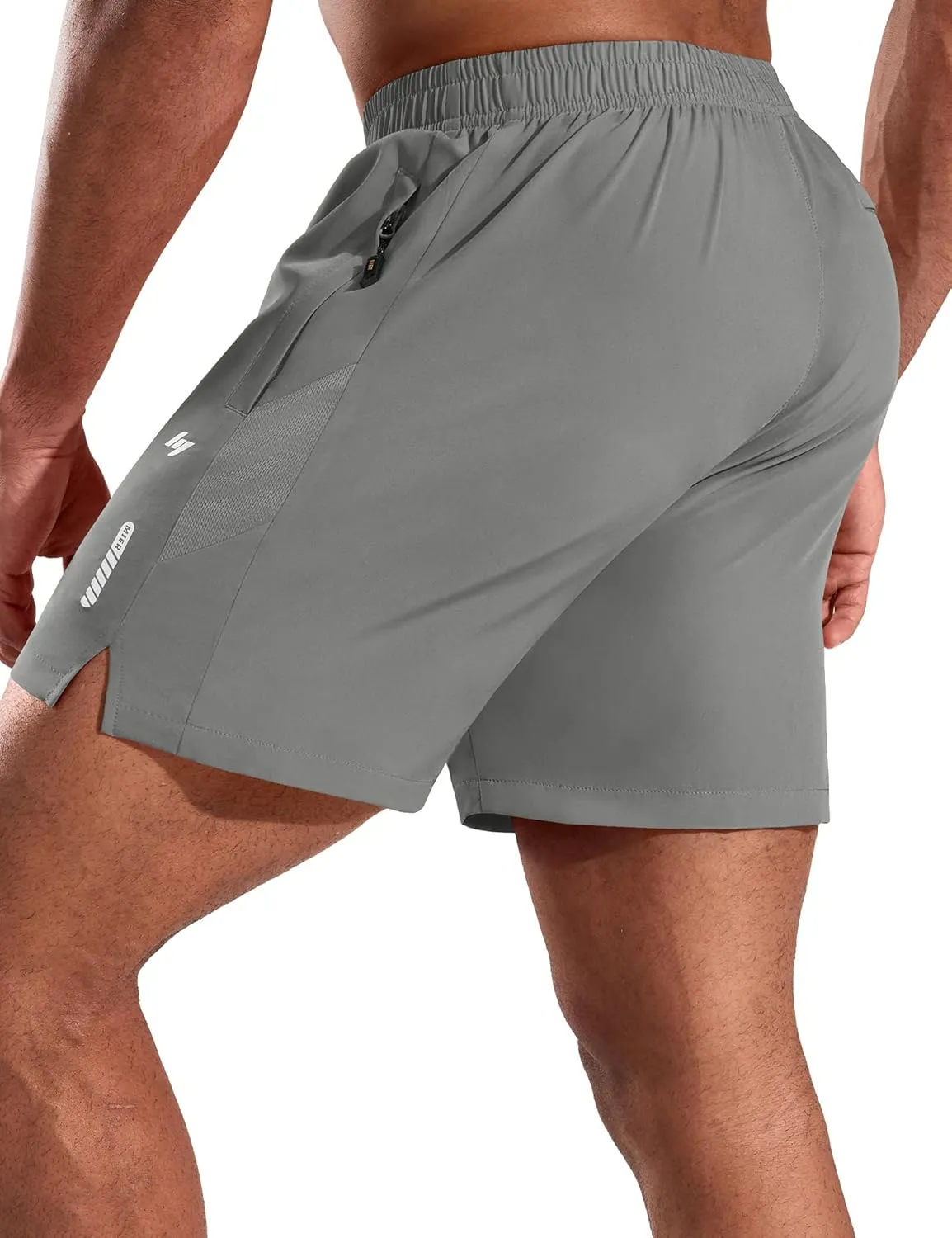 MIER Men's 5 Inch Inseam Running Shorts with Zipper Pockets Quick Dry Athletic Gym Workout No Liner Shorts, Lightweight