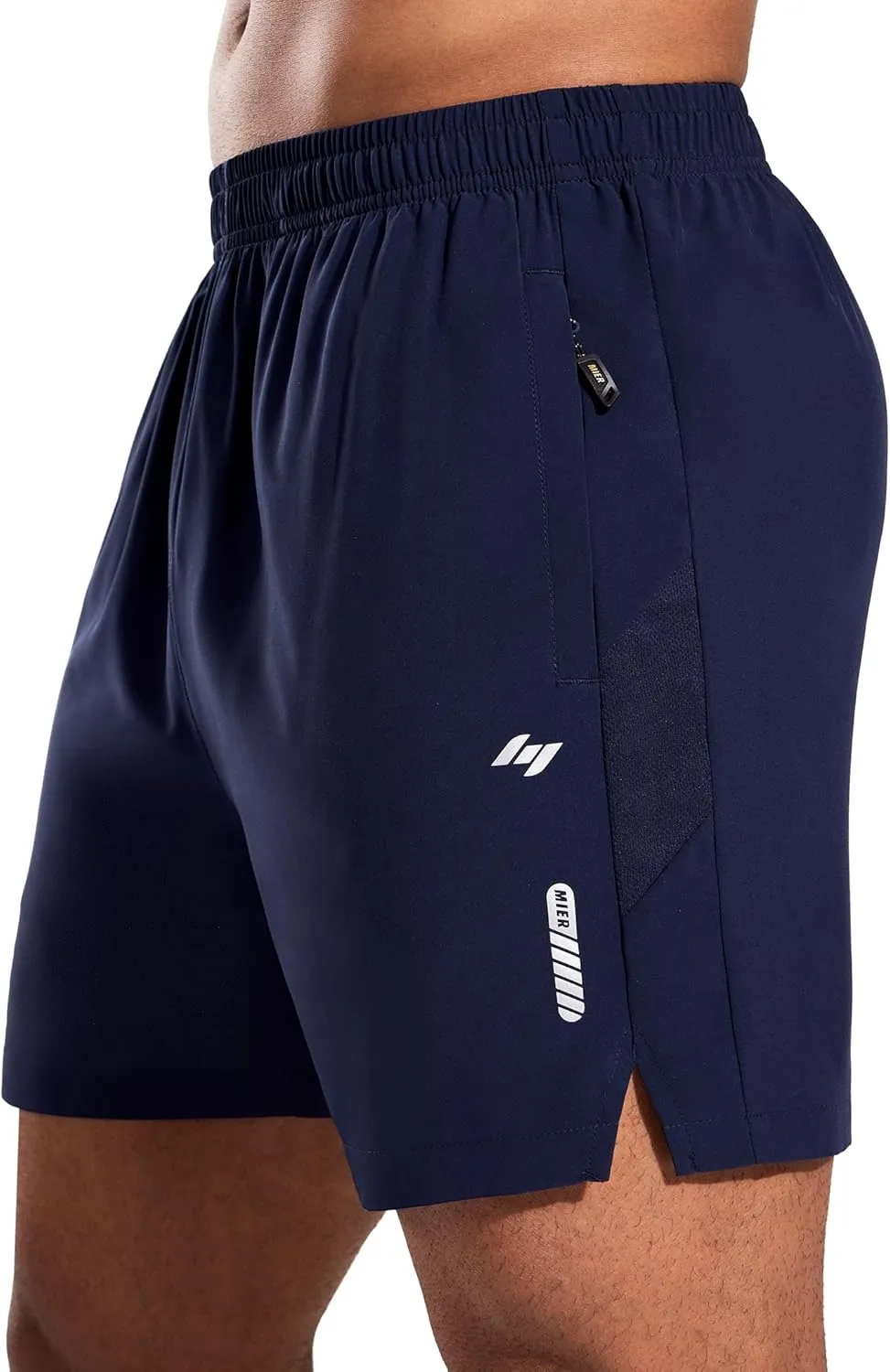 MIER Men's 5 Inch Inseam Running Shorts with Zipper Pockets Quick Dry Athletic Gym Workout No Liner Shorts, Lightweight