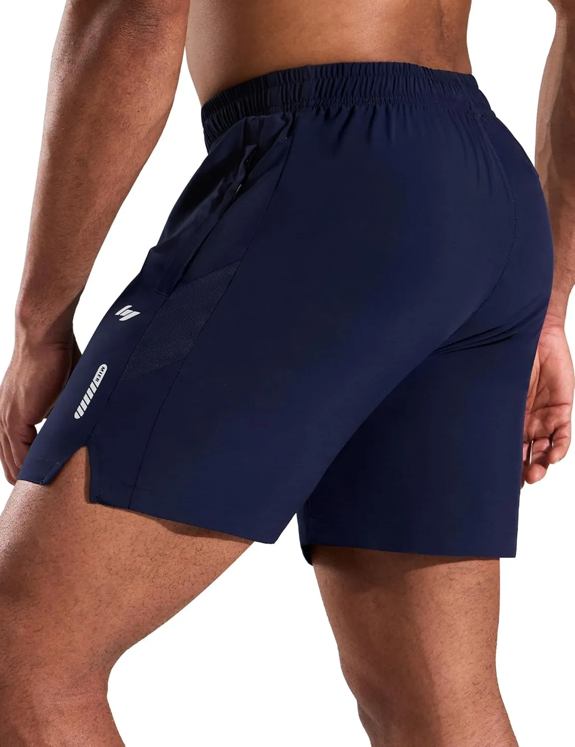 MIER Men's 5 Inch Inseam Running Shorts with Zipper Pockets Quick Dry Athletic Gym Workout No Liner Shorts, Lightweight